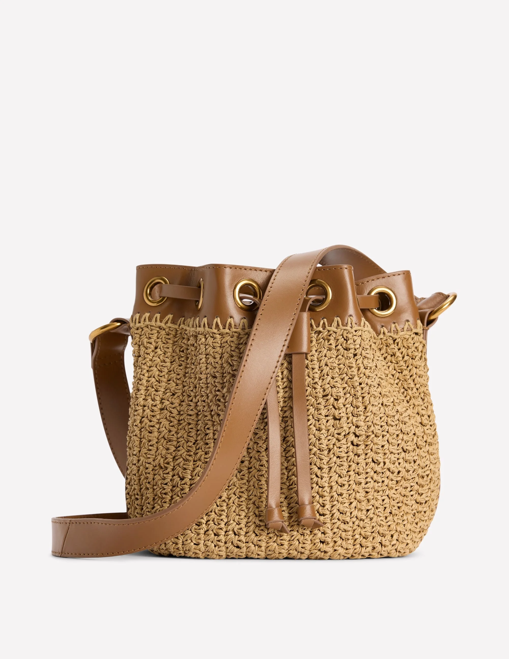 Mini Straw Bucket Bag-Natural Raffia - 1
