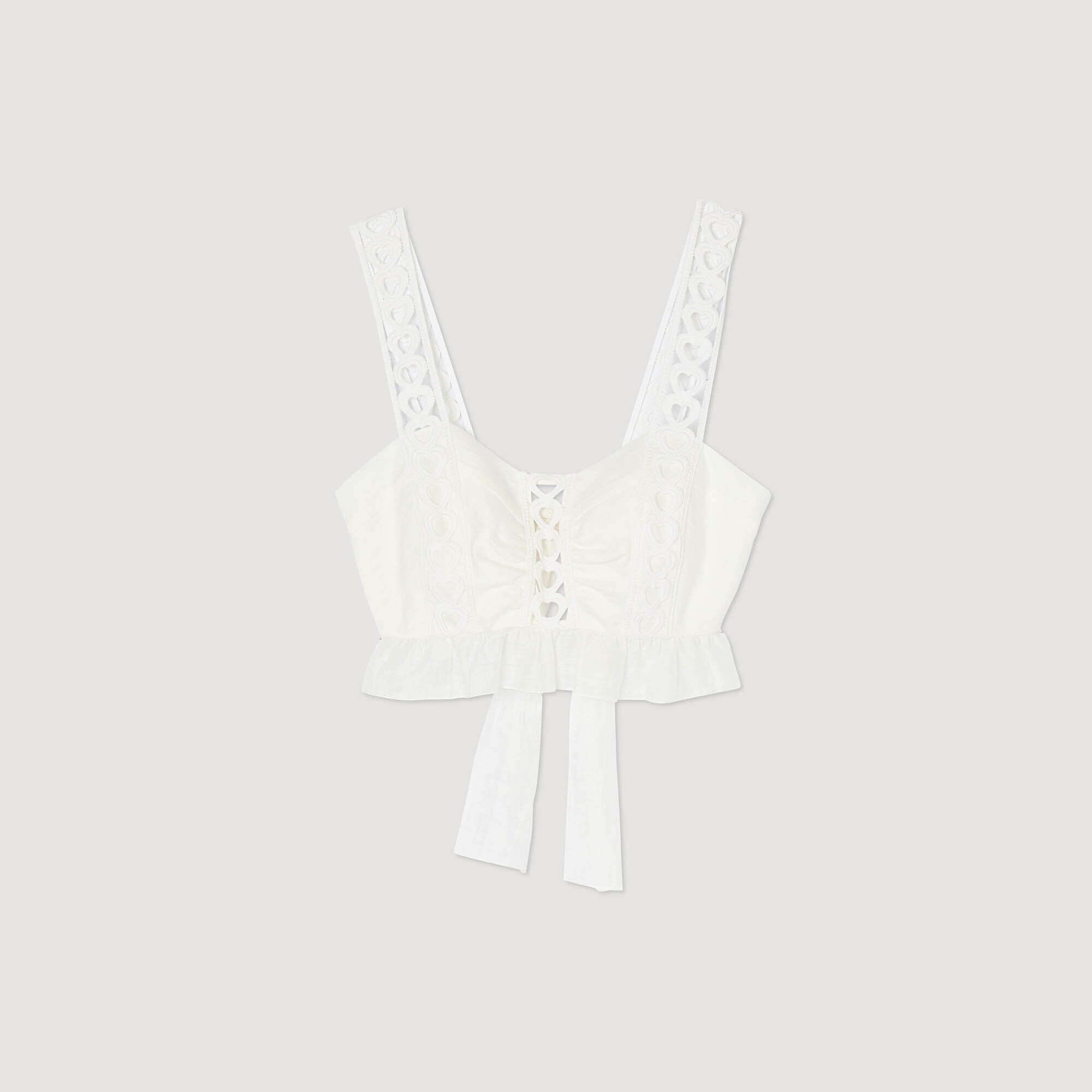 LINEN BLEND CROP TOP - 1