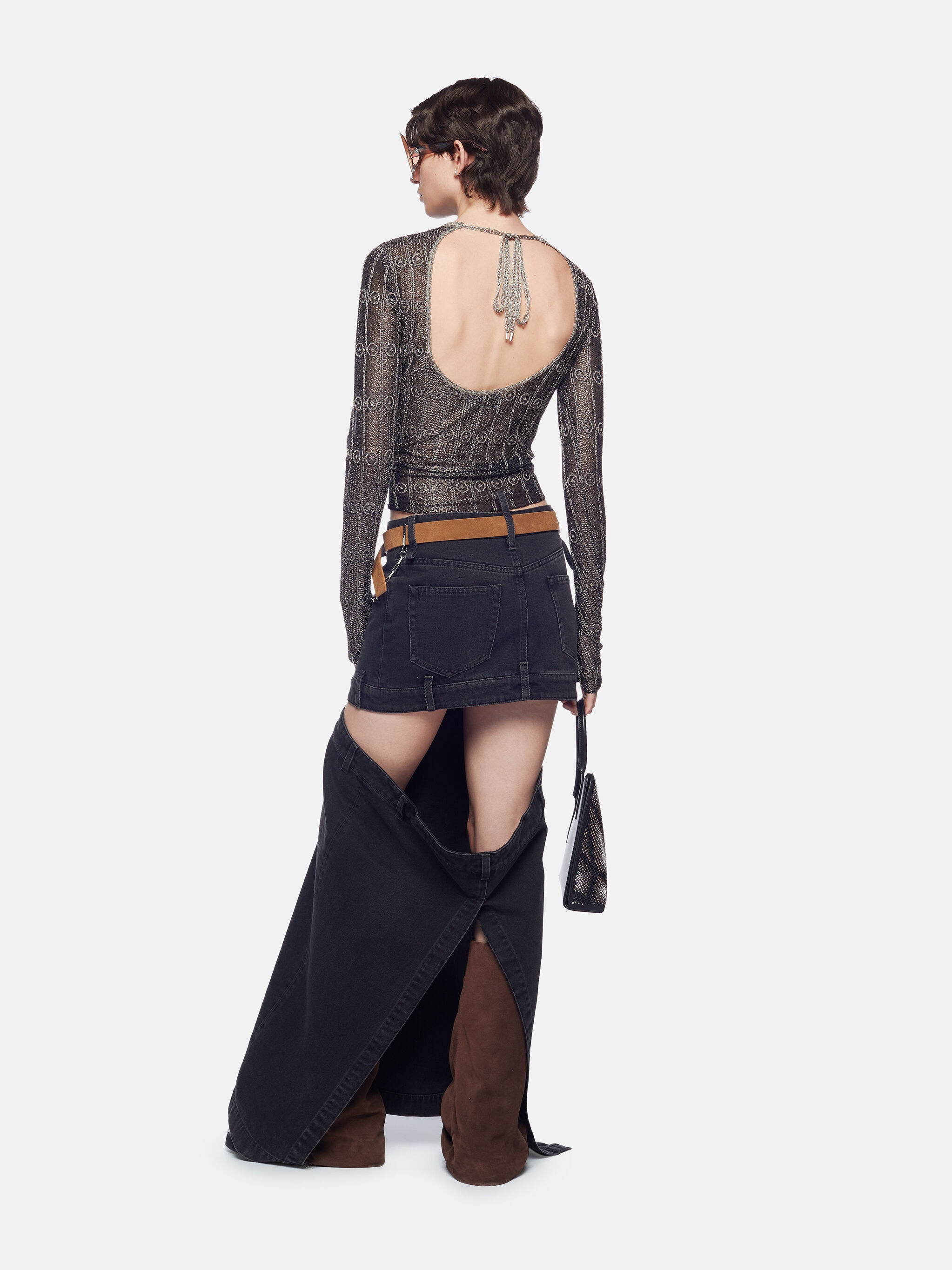 BLACK MIDI SKIRT - 3