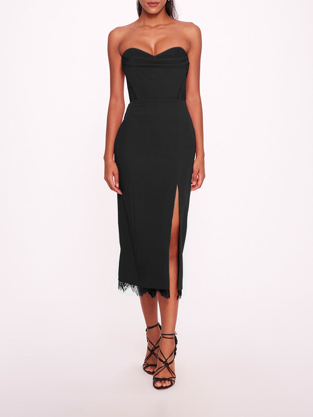 DRAPED BODICE CREPE DRESS - 1