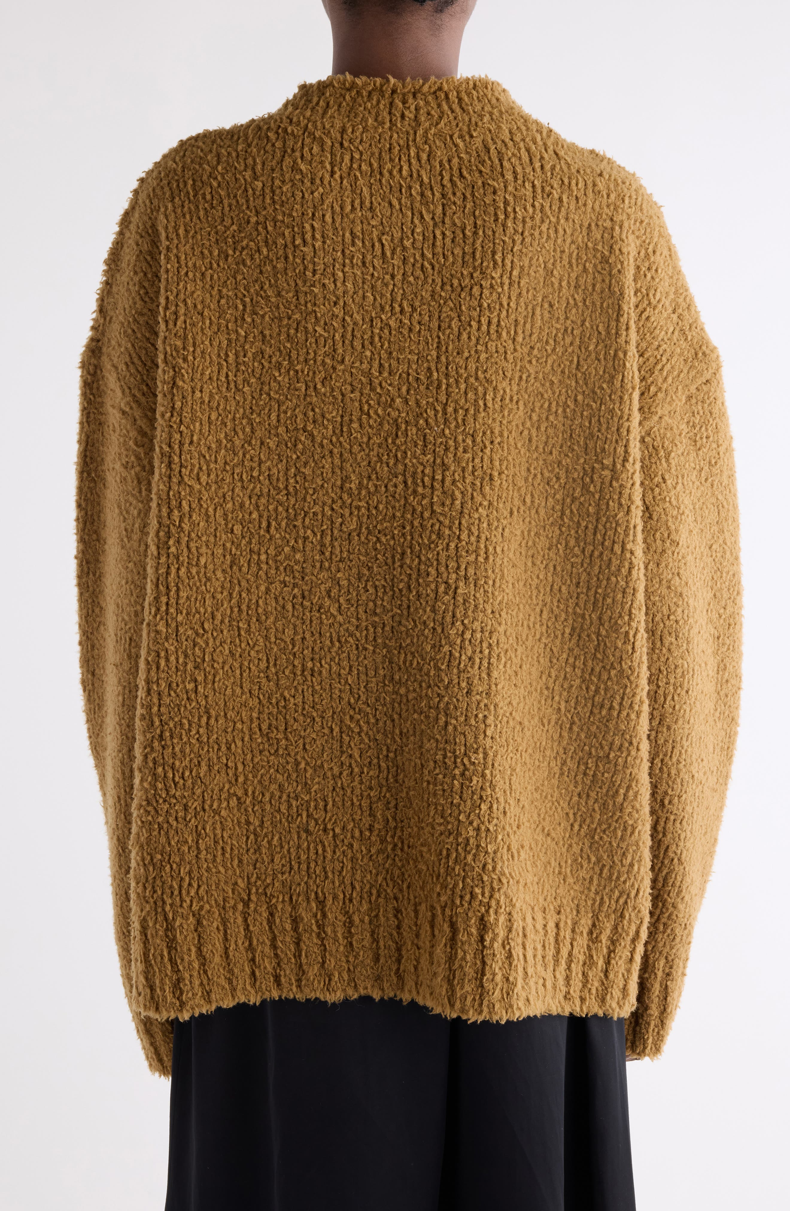 Acne Studios Kusto Teddy Intarsia Wool Blend Sweater in Khaki Beige at Nordstrom - 3