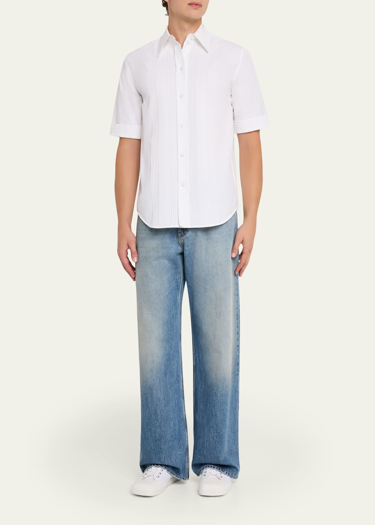 Men's Faded Denim Wide-Leg Jeans - 2