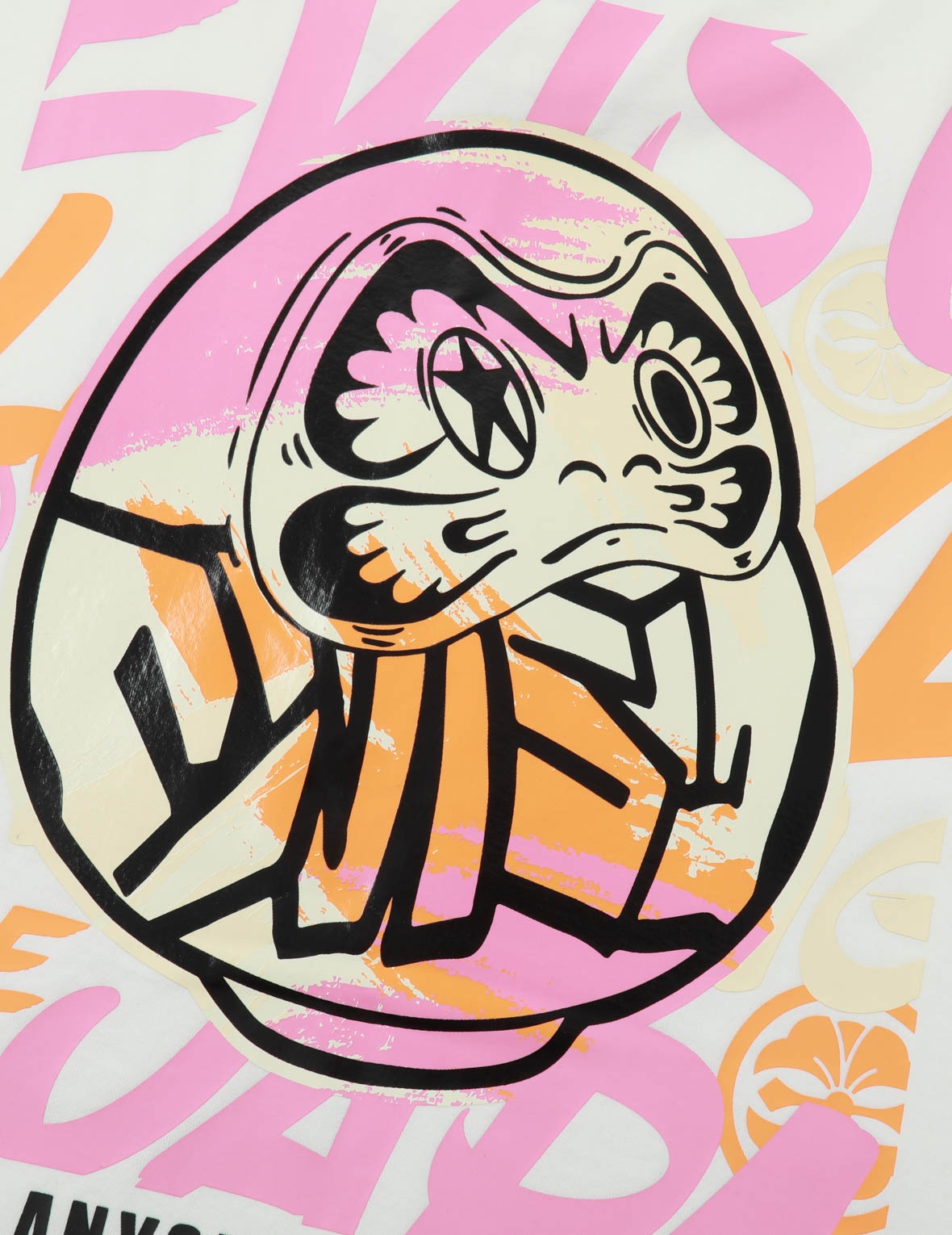 GRAFFITI DARUMA AND SEAGULL PRINT T-SHIRT - 7
