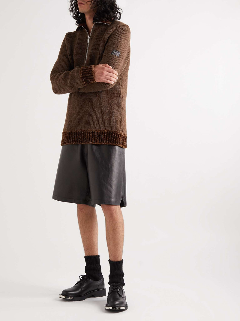 Raf Simons Metallic Ribbed-Knit Half-Zip Sweater outlook