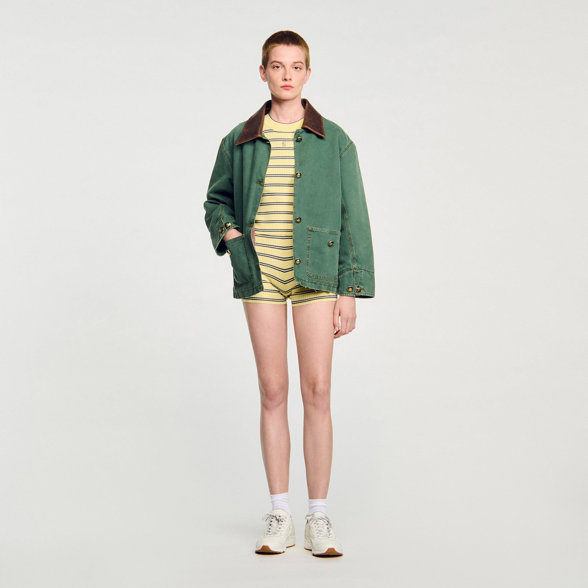 STRIPED KNIT SHORTS - 1