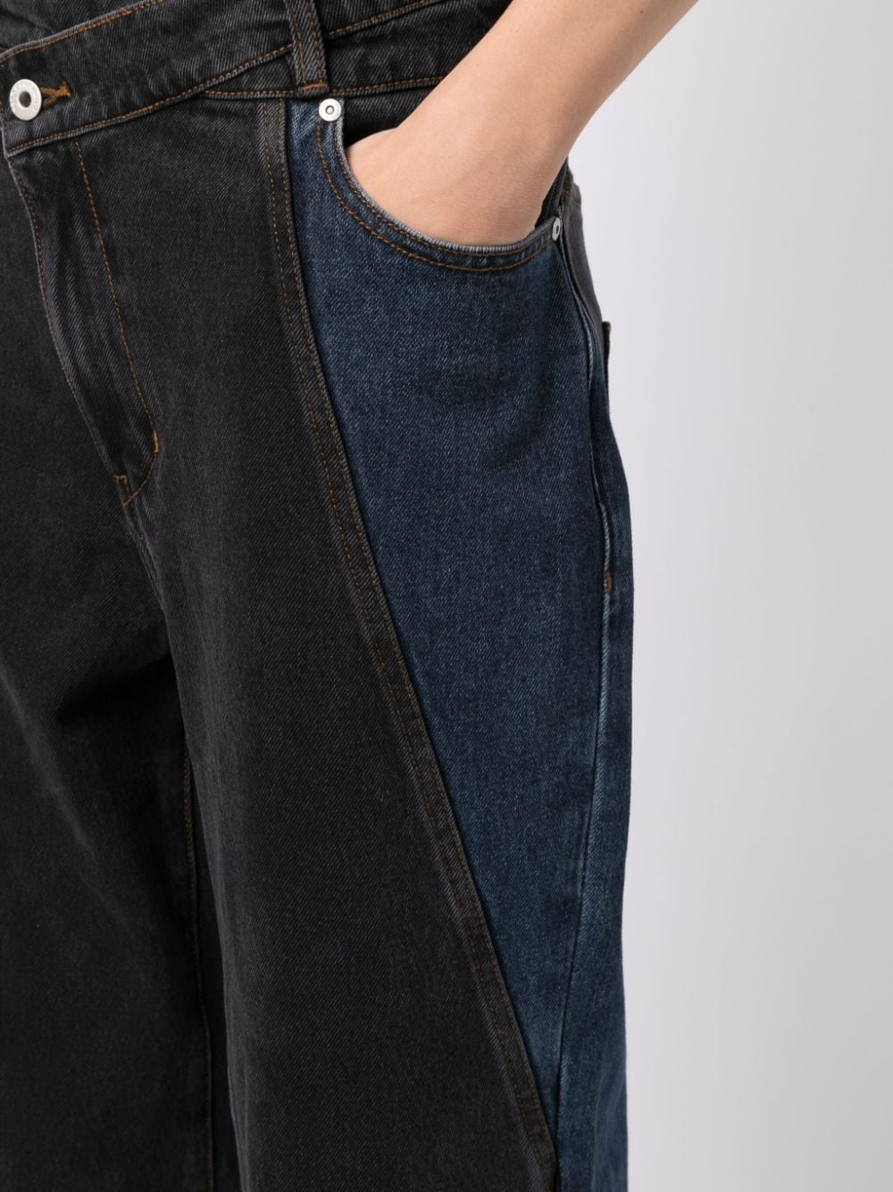 off-centre denim trousers - 5