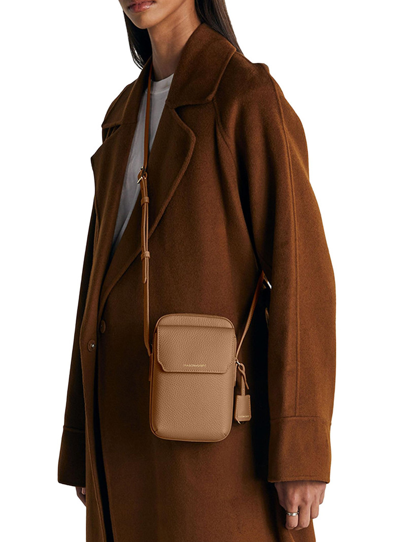 Leather Zip Phone Pouch - Sandstone Brown 3