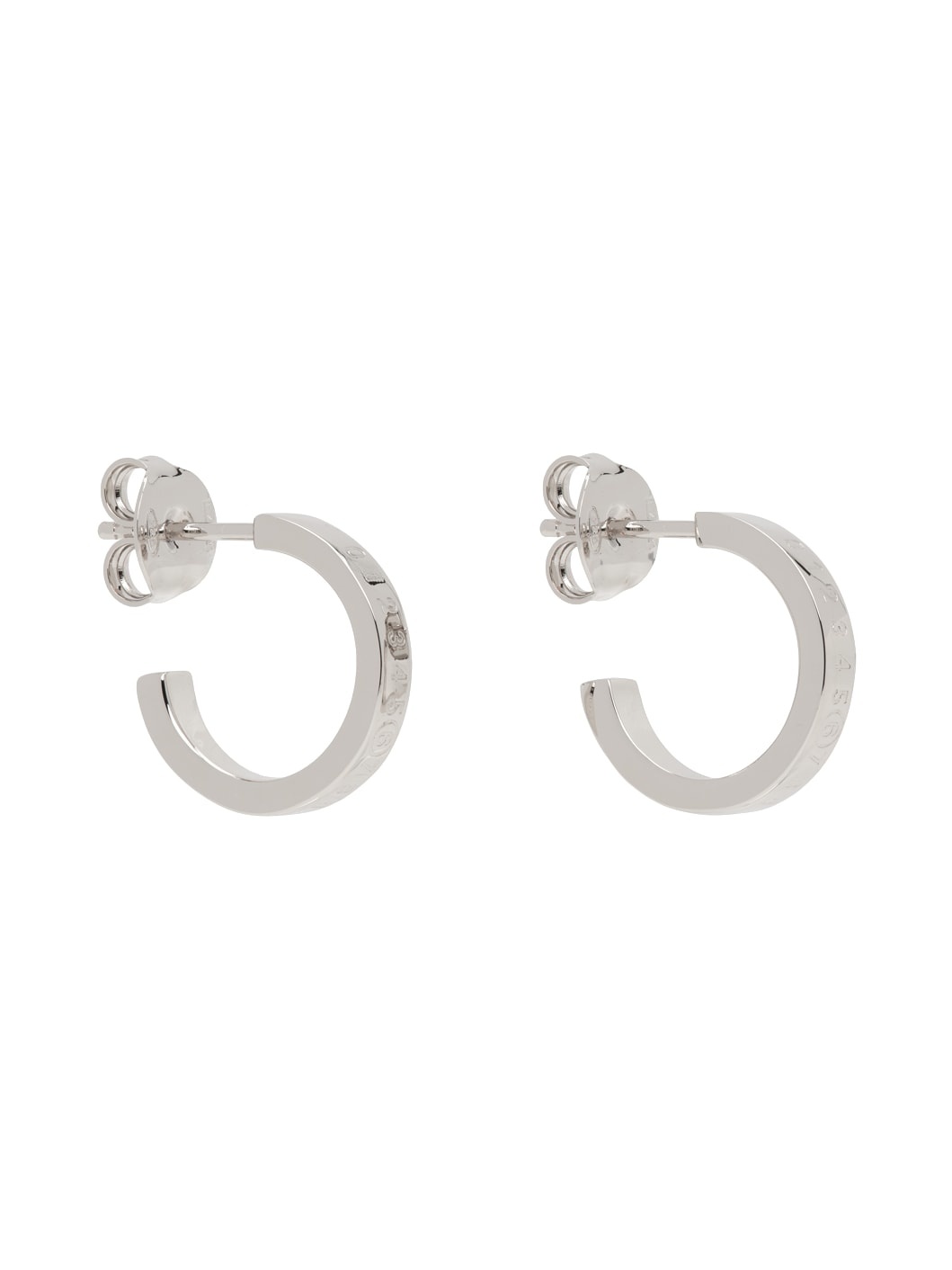 Silver Numeric Minimal Signature Hoop Earrings - 2