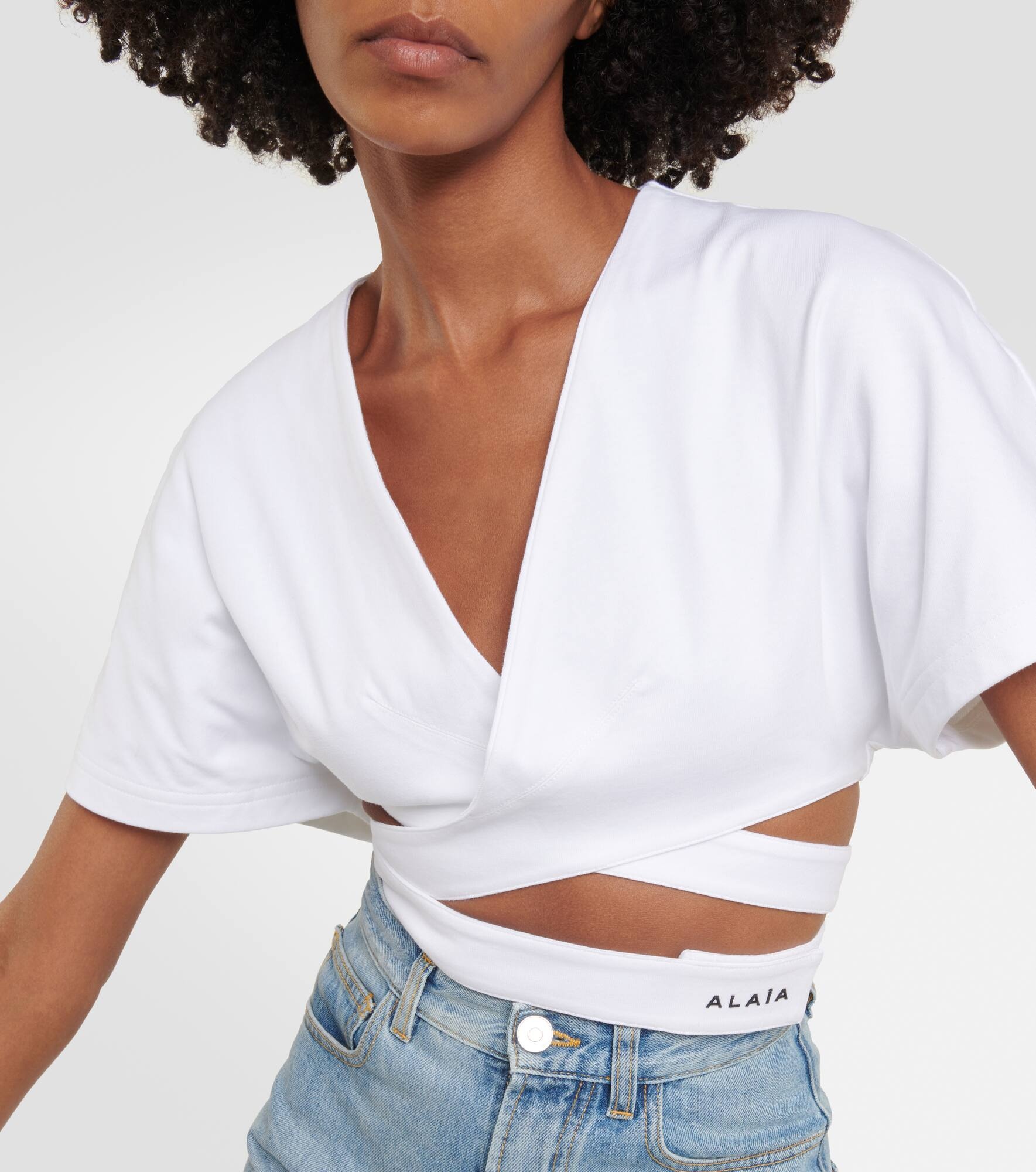 Logo cotton jersey crop top - 4