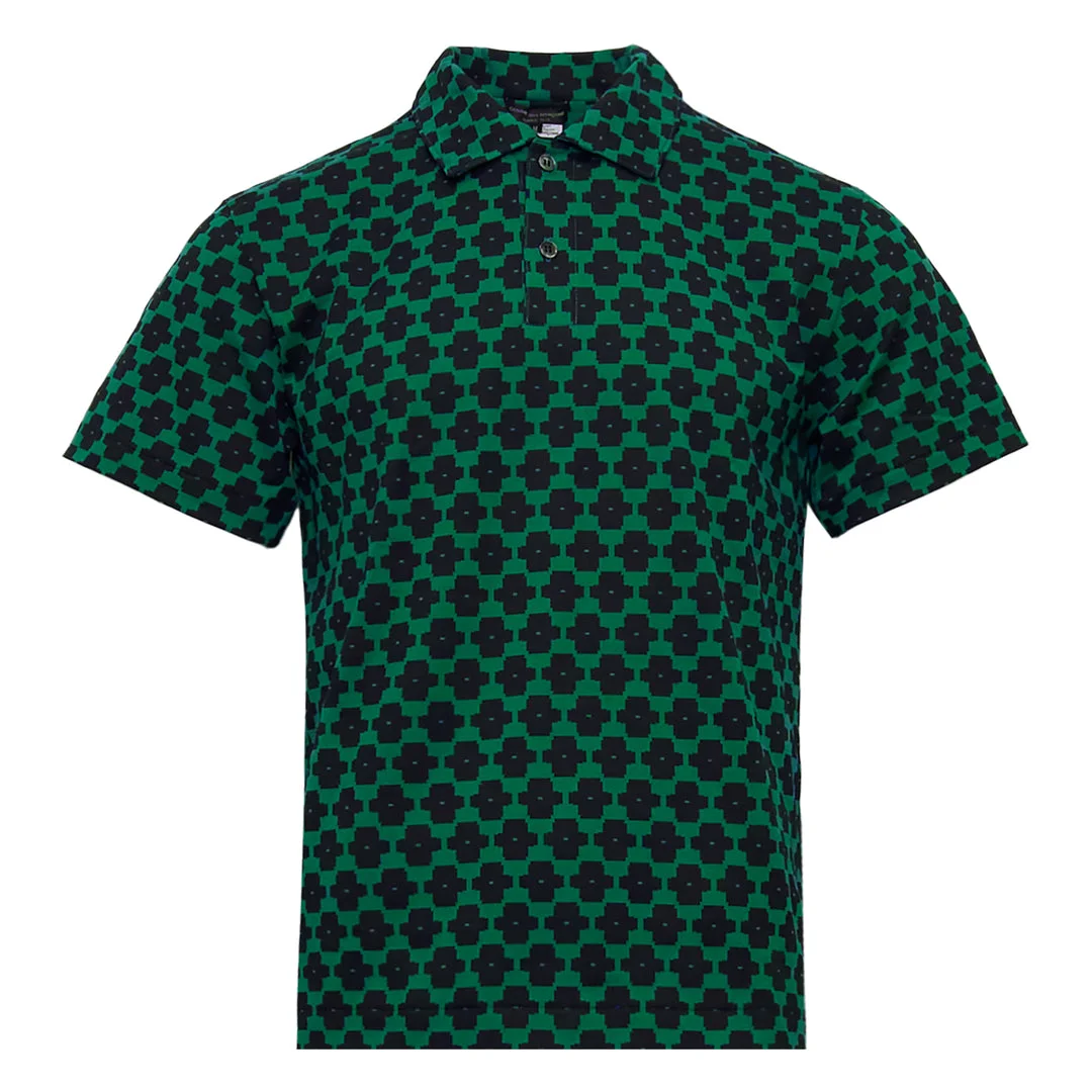 Bold Printed Pattern Cotton Jersey Polo - 1