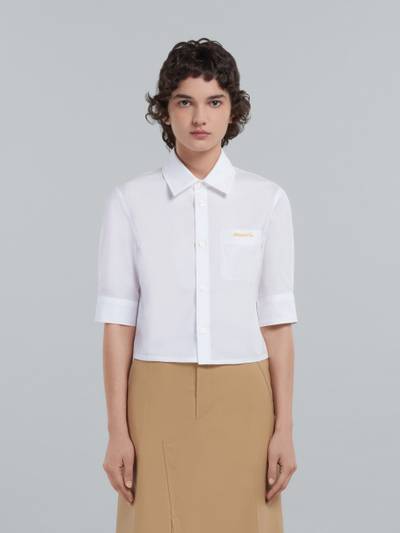 Marni CROPPED WHITE POPLIN SHIRT WITH EMBROIDERED LOGO outlook
