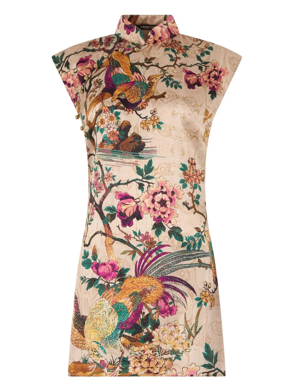 bird-print dress - 1