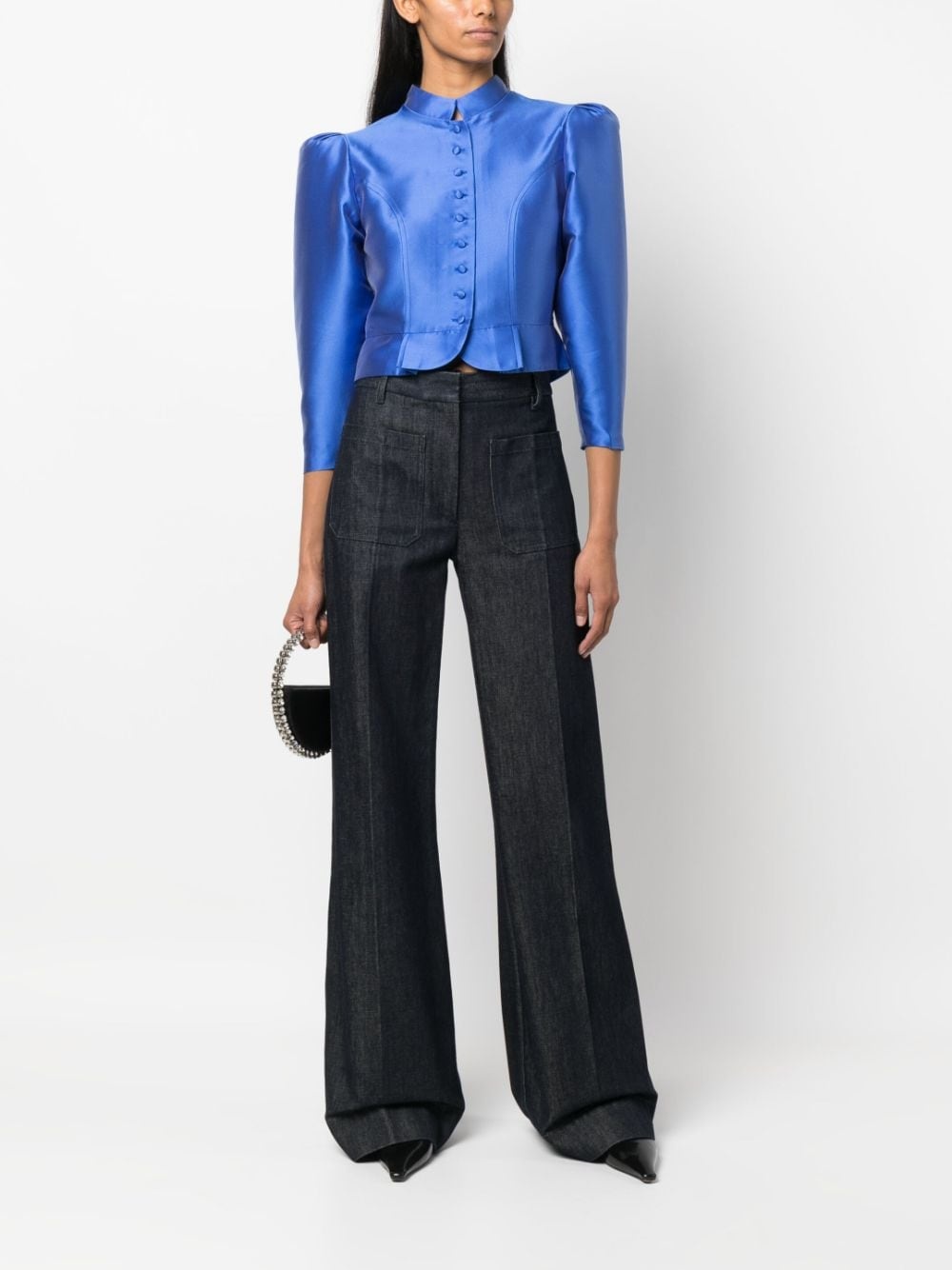 Amoako satin-finish cropped jacket - 2
