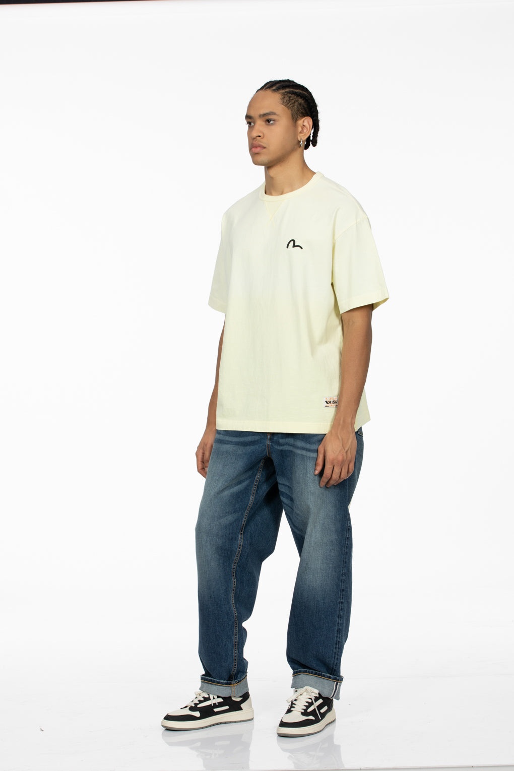 Ecru Brushstroke Daicock Loose Fit Jeans - 3