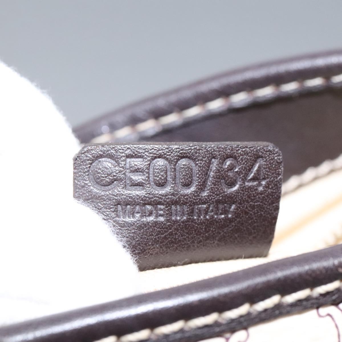 CELINE Macadam Canvas Shoulder Bag Pvc Leather White - 12