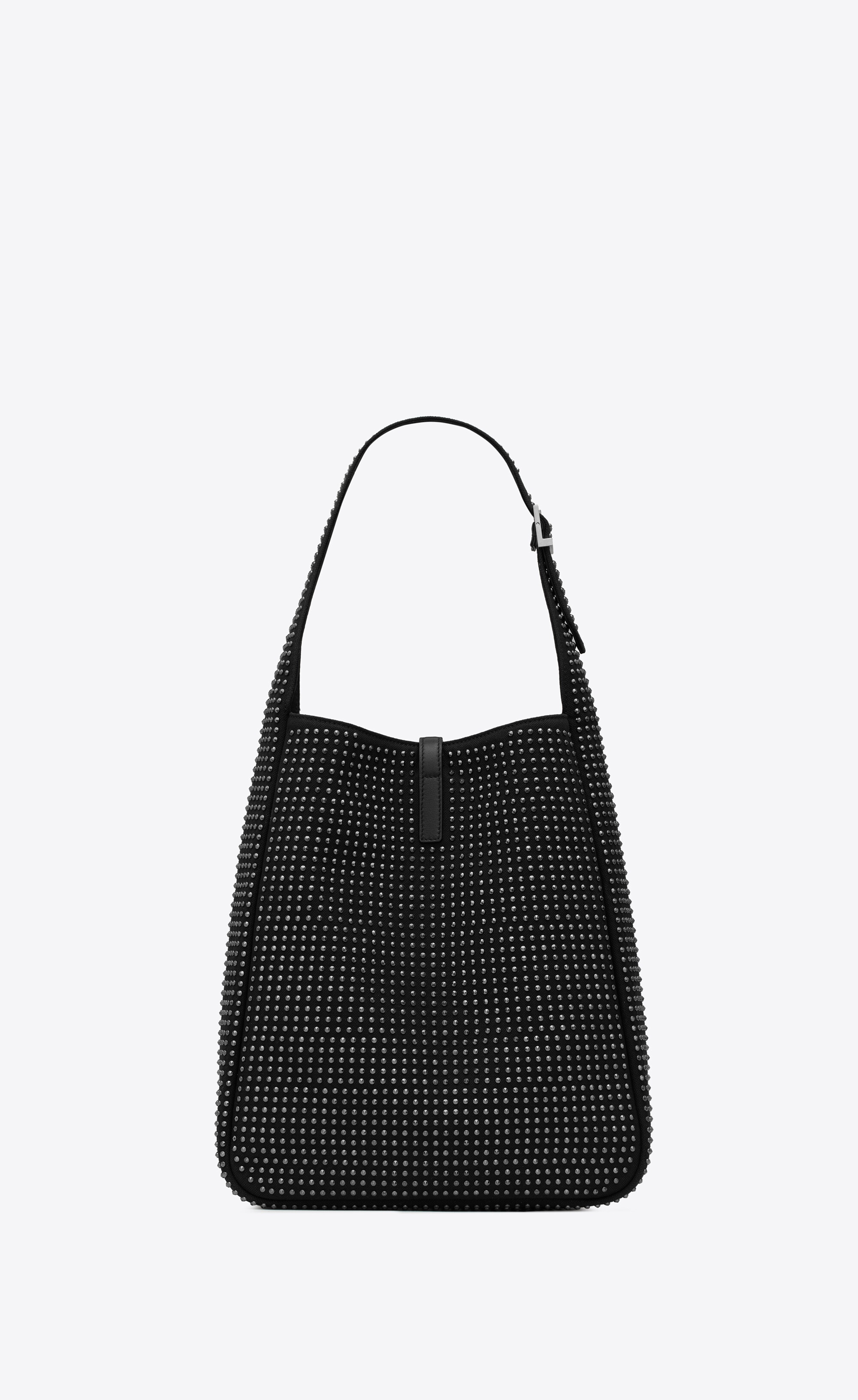 le 5 à 7 soft medium hobo bag in canvas, leather and studs - 2