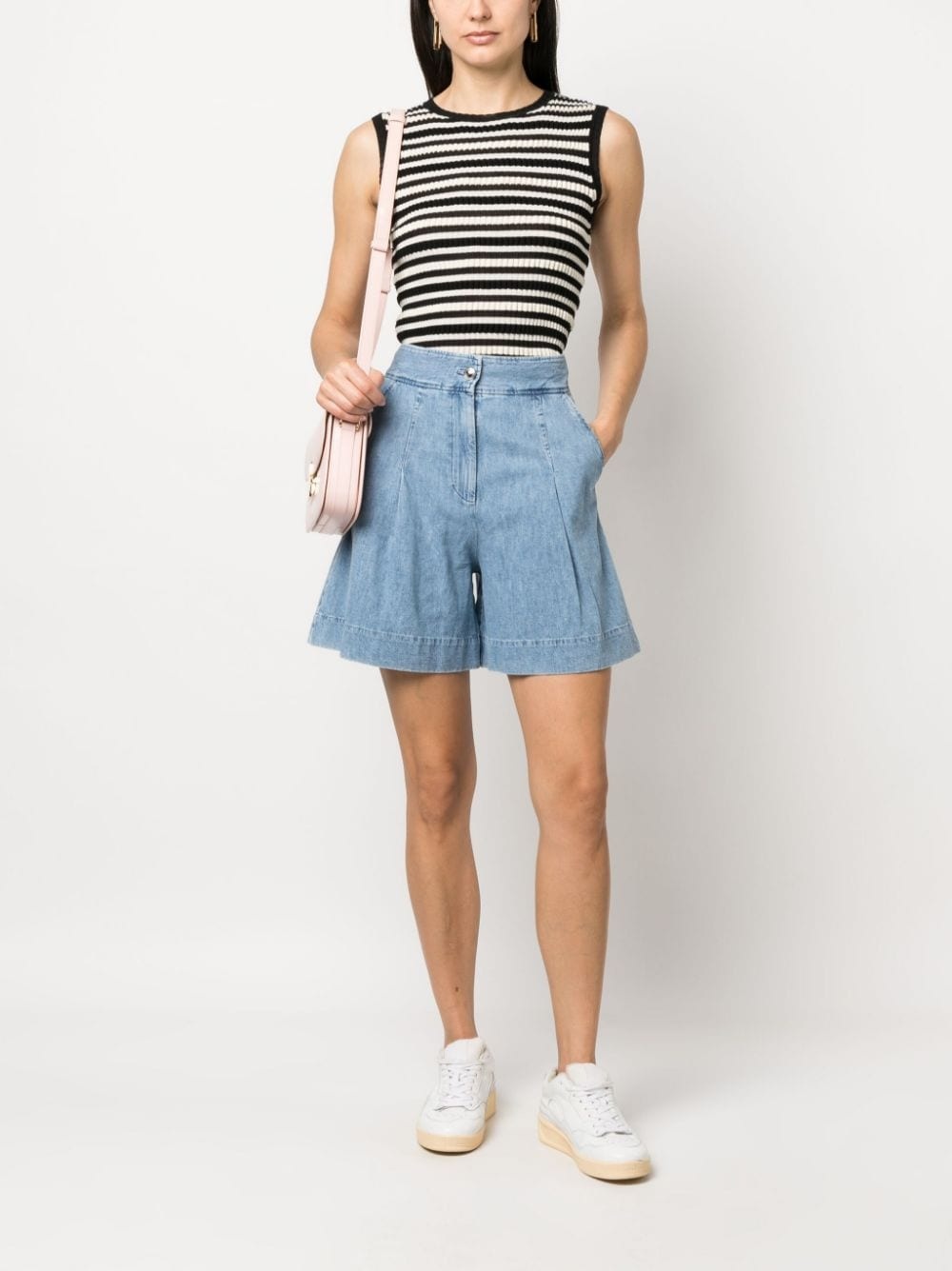 Dayana pleat-detail denim shorts - 2