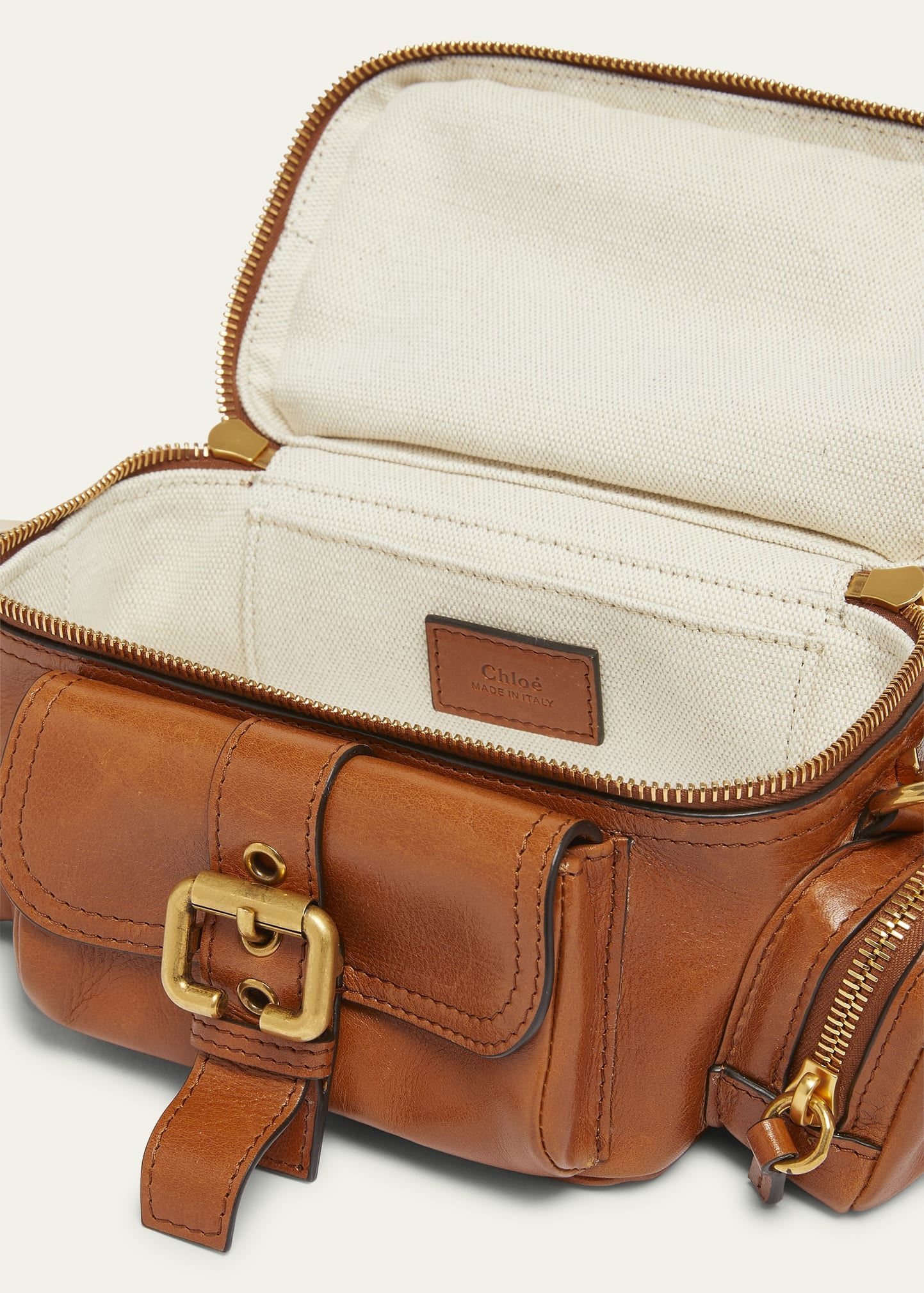 Camera Bag Small in Natural Shiny Calfskin - 4
