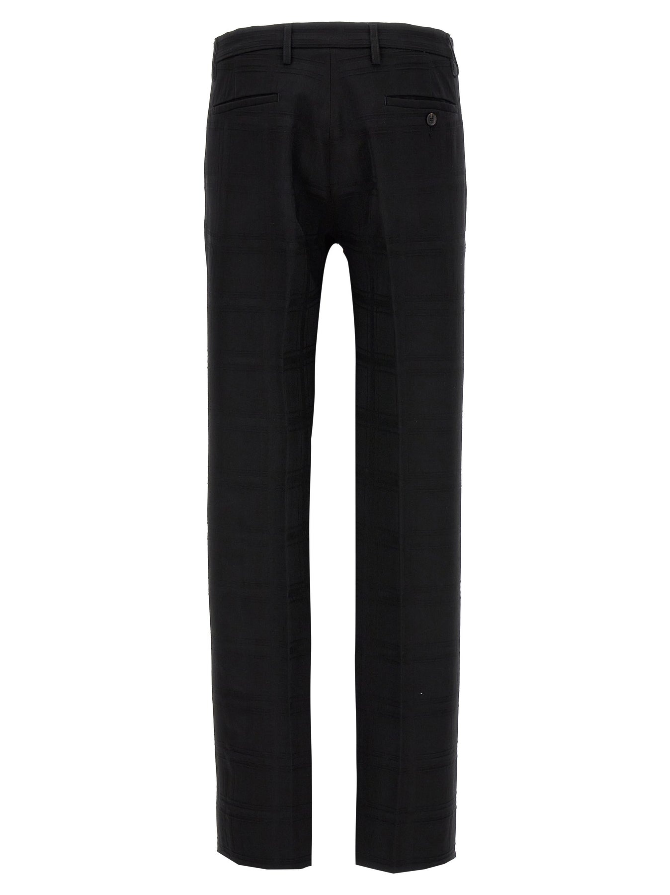 Check Wool Trousers Pants Black - 2