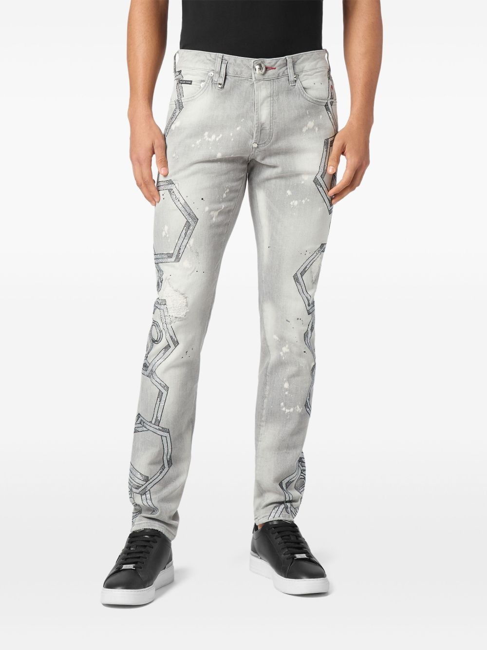 crystal-embellished jeans - 2