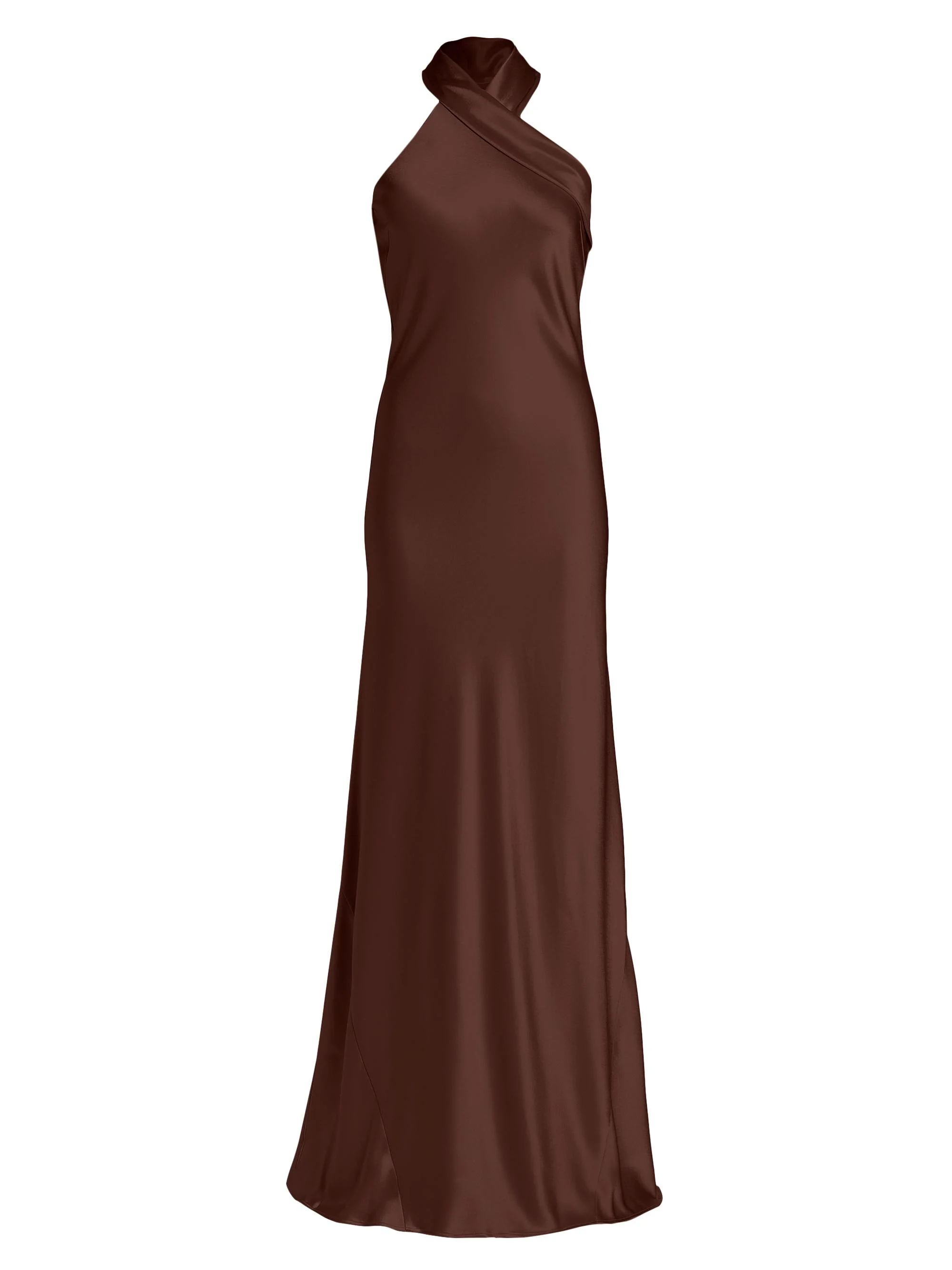 Women's Pandora Asymmetrical Bias Cut Dress - Chocolate - 1