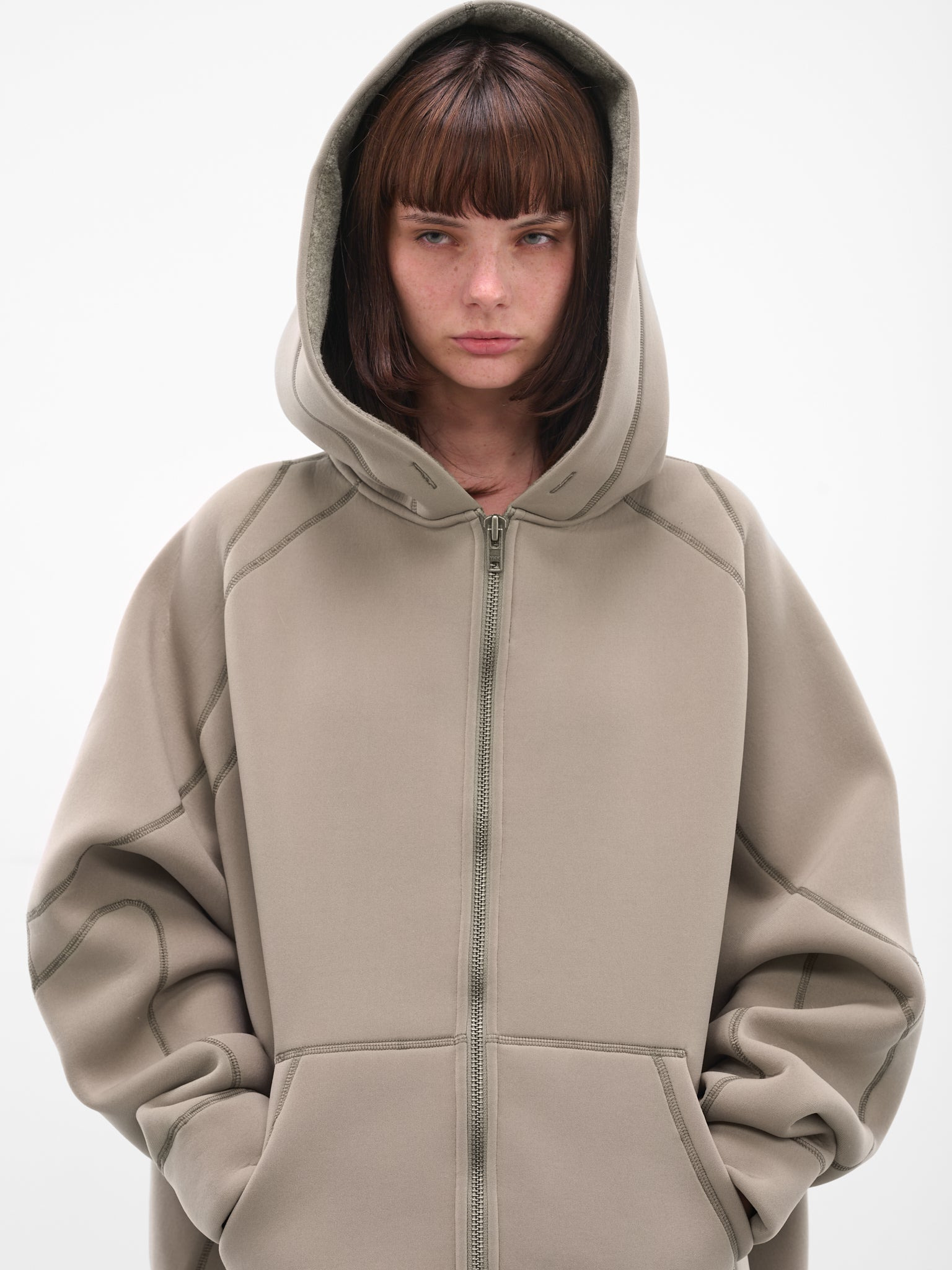 Gray Reversible Oversized Zip Hoodie - 4
