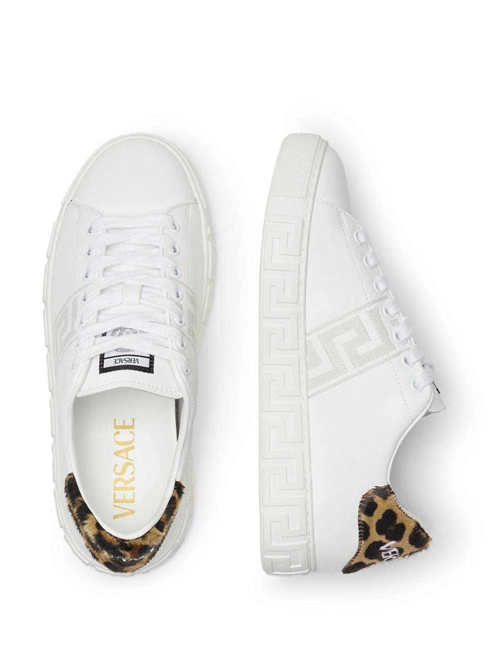 Greca leopard-embroidered sneakers - 3