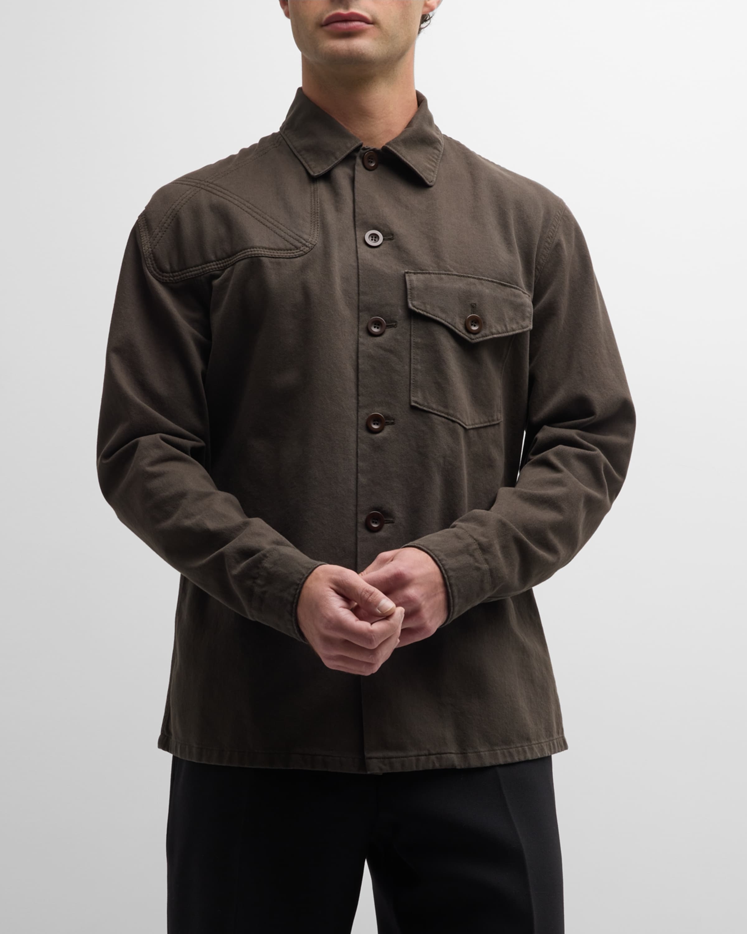 Men's Twill Shirt with Embroidered Patches - 4