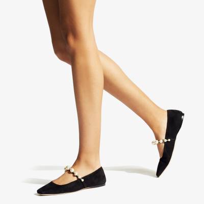 JIMMY CHOO Ade Flat
Black Suede Flats with Pearl Embellishment outlook