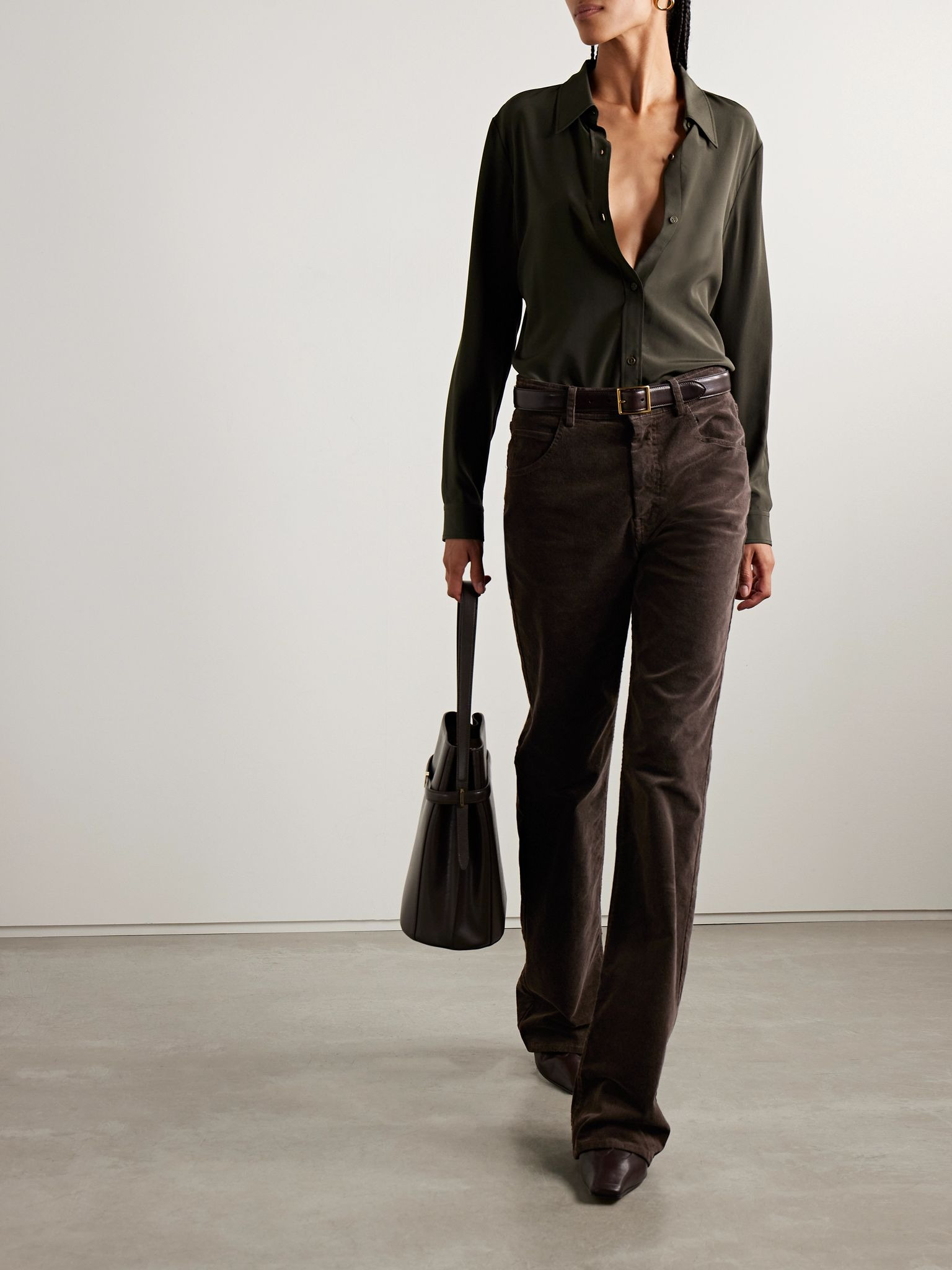 Simone silk-crepe shirt Brown - 2
