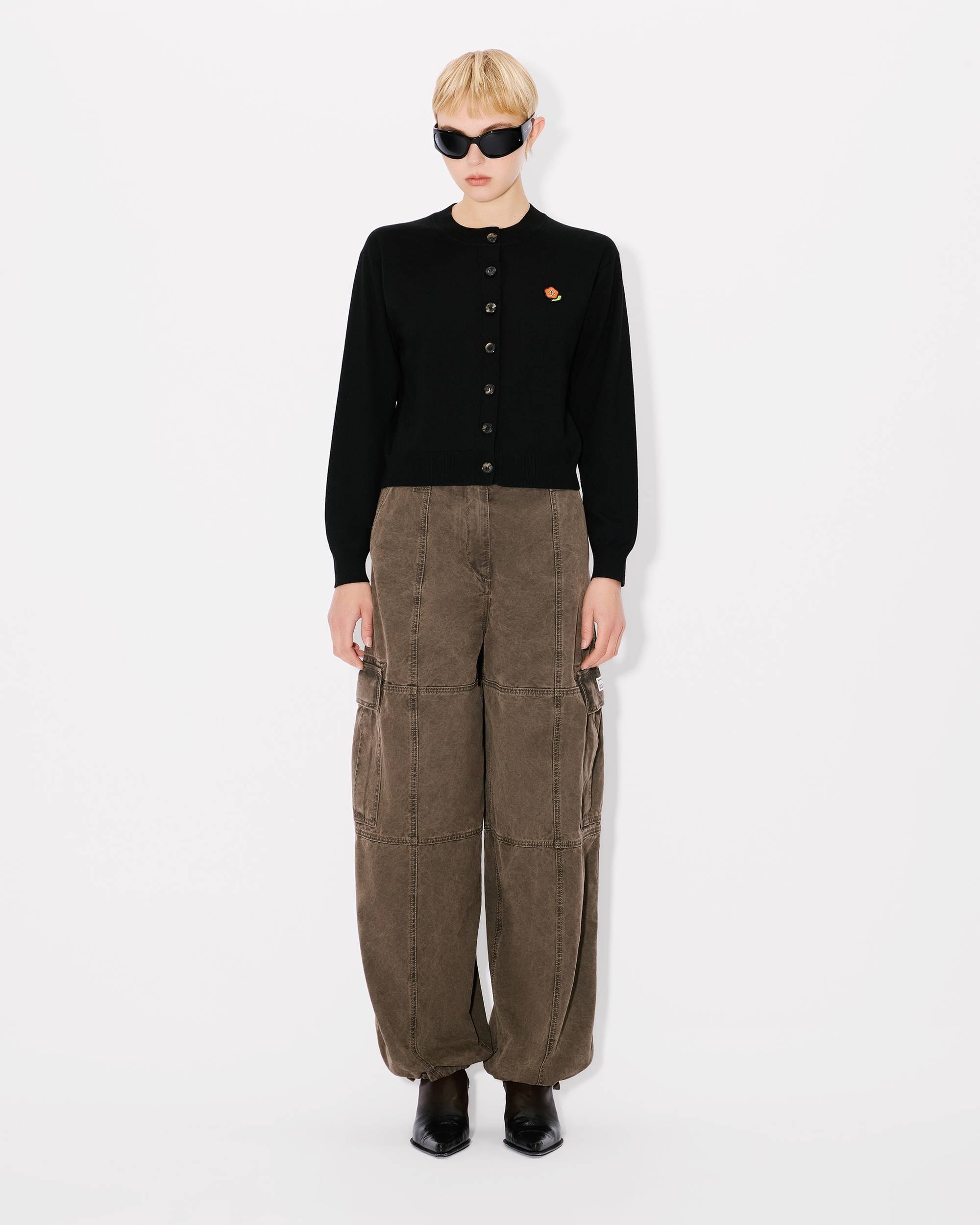 'KENZO Pop' embroidered crewneck cardigan in merino wool - 5