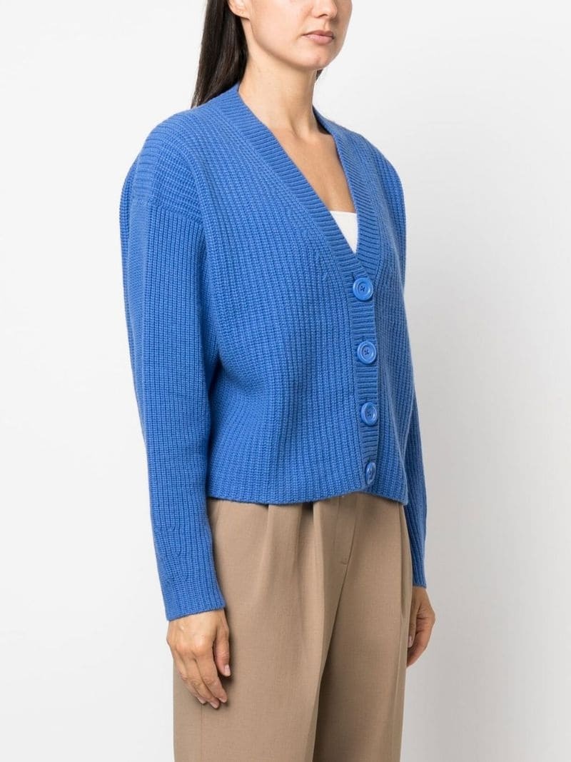 ribbed-knit V-neck cardigan - 3