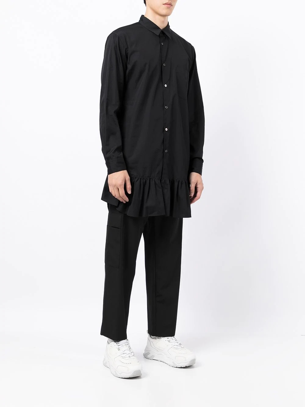 flared-hem button-up shirt - 3