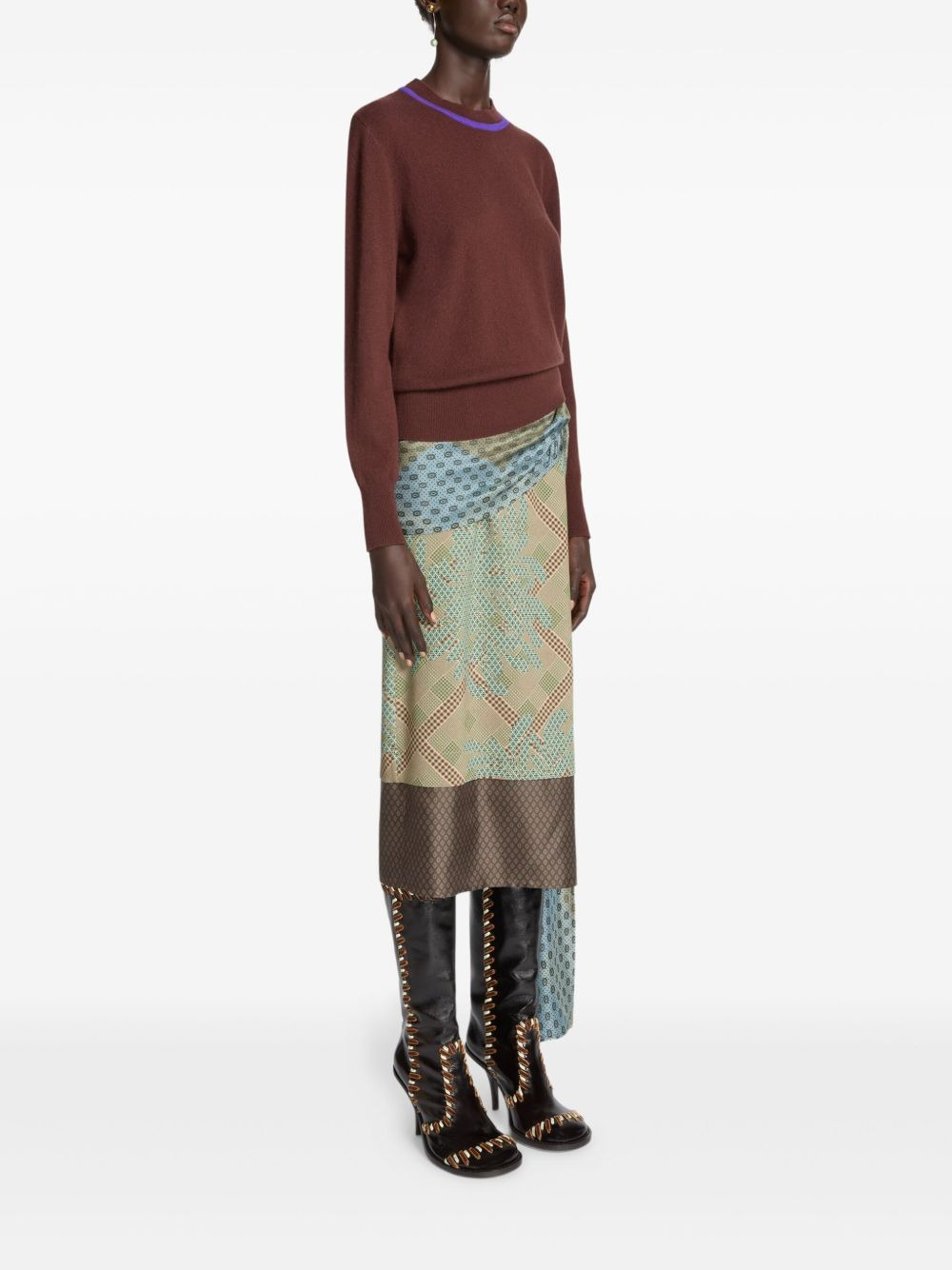 contrast-trim cashmere sweater - 3