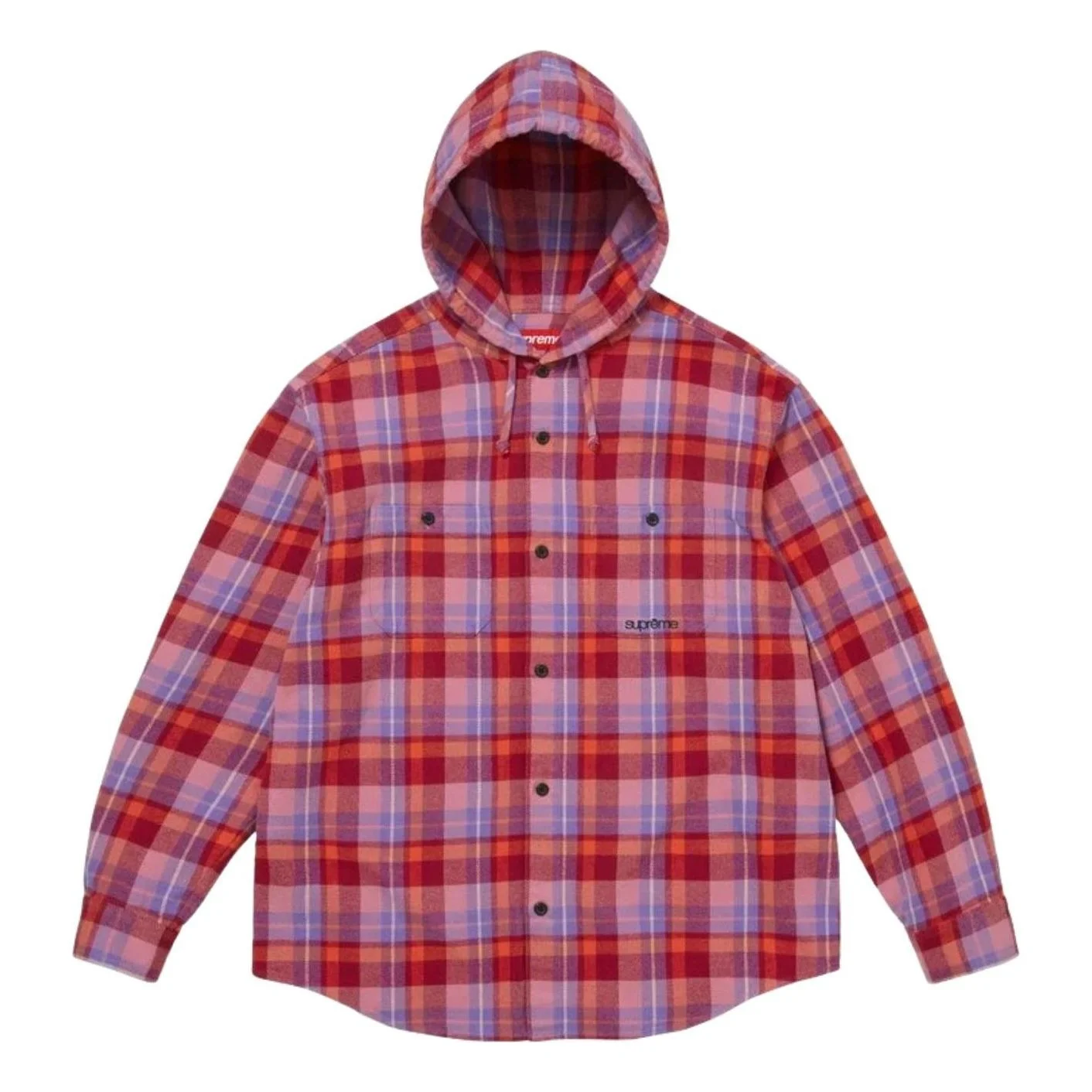 Supreme SS26 Hooded Flannel Shirt 'Pink' SUP-SS26-205-RED - 1