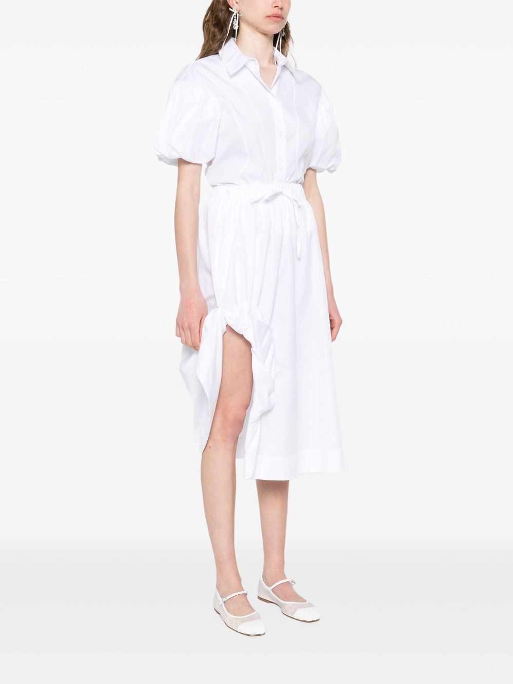 gathered-slit midi skirt - 3