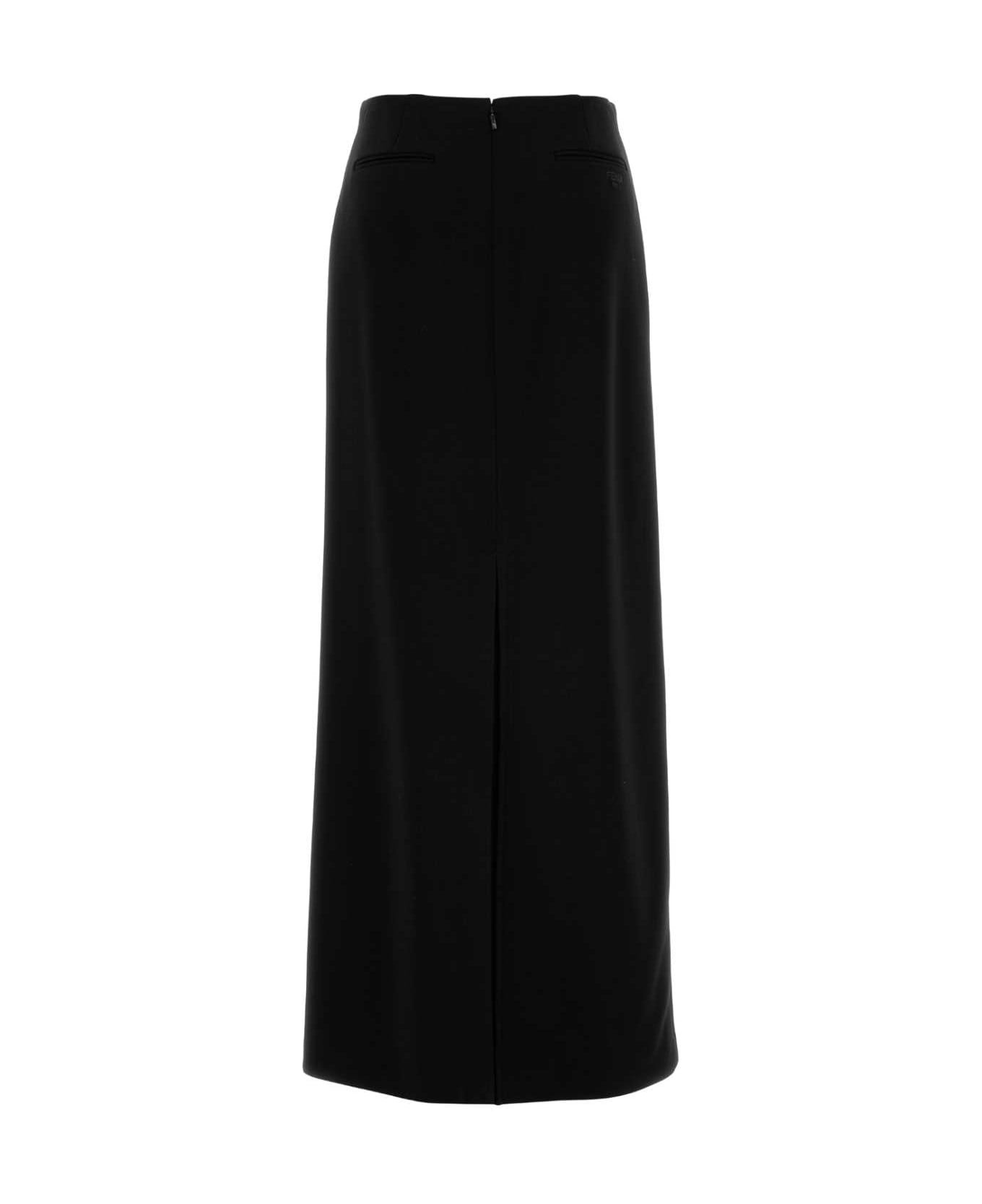 Black Stretch Cady Skirt - 2