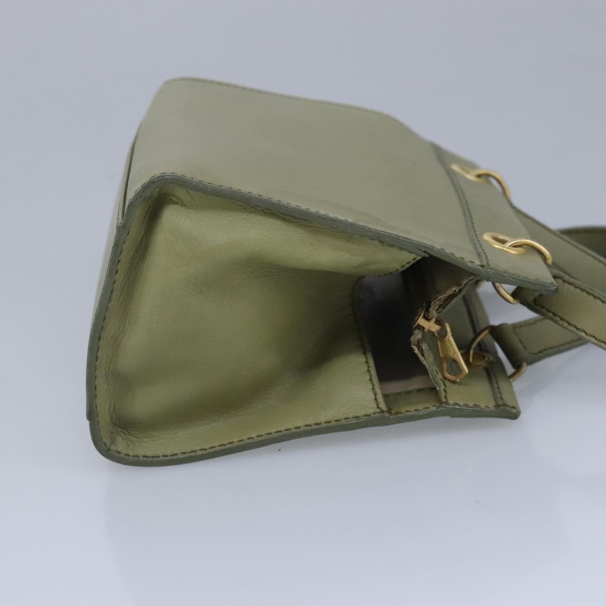 CELINE Hand Bag Leather Khaki - 5