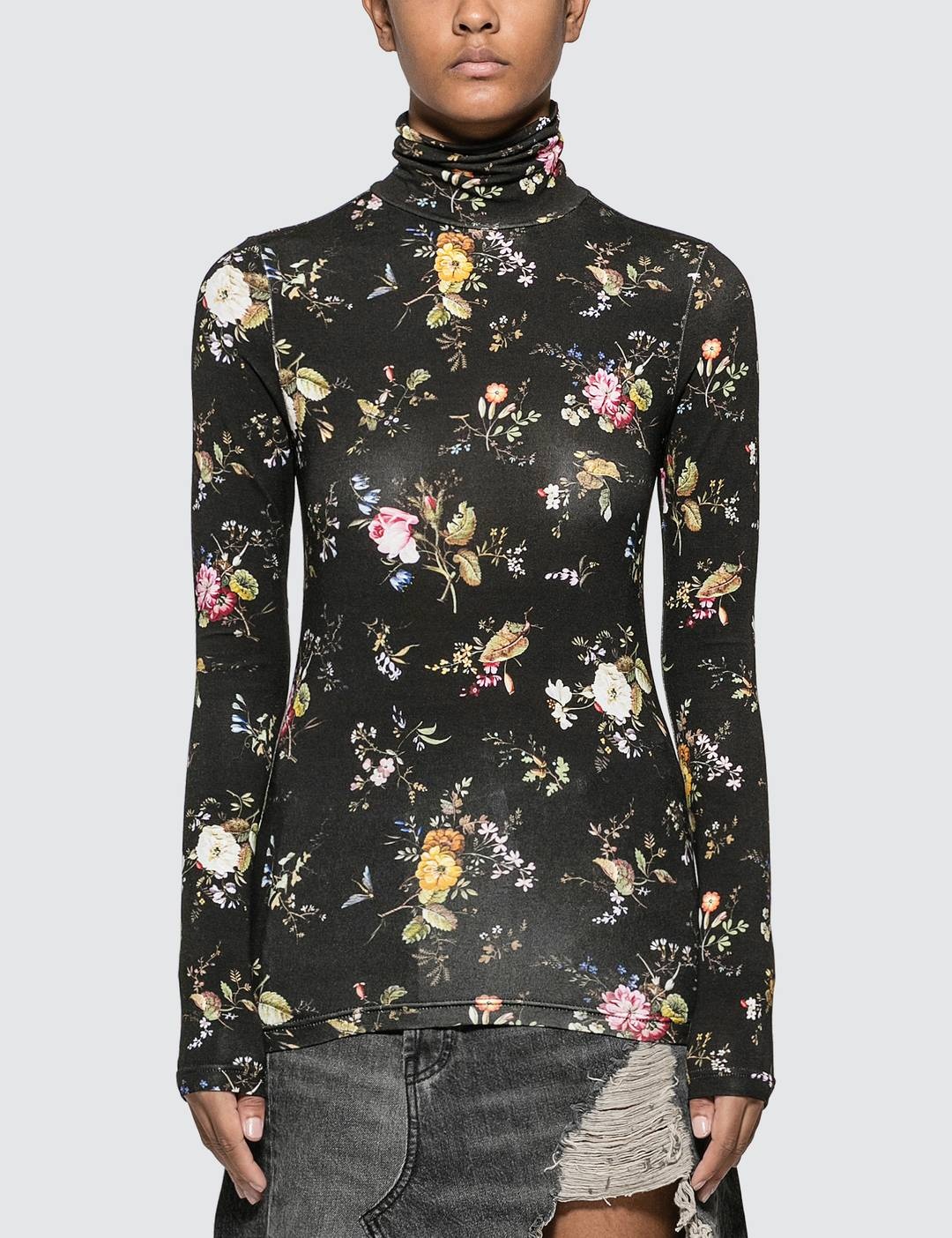 FLORAL TURTLENECK TOP - 1