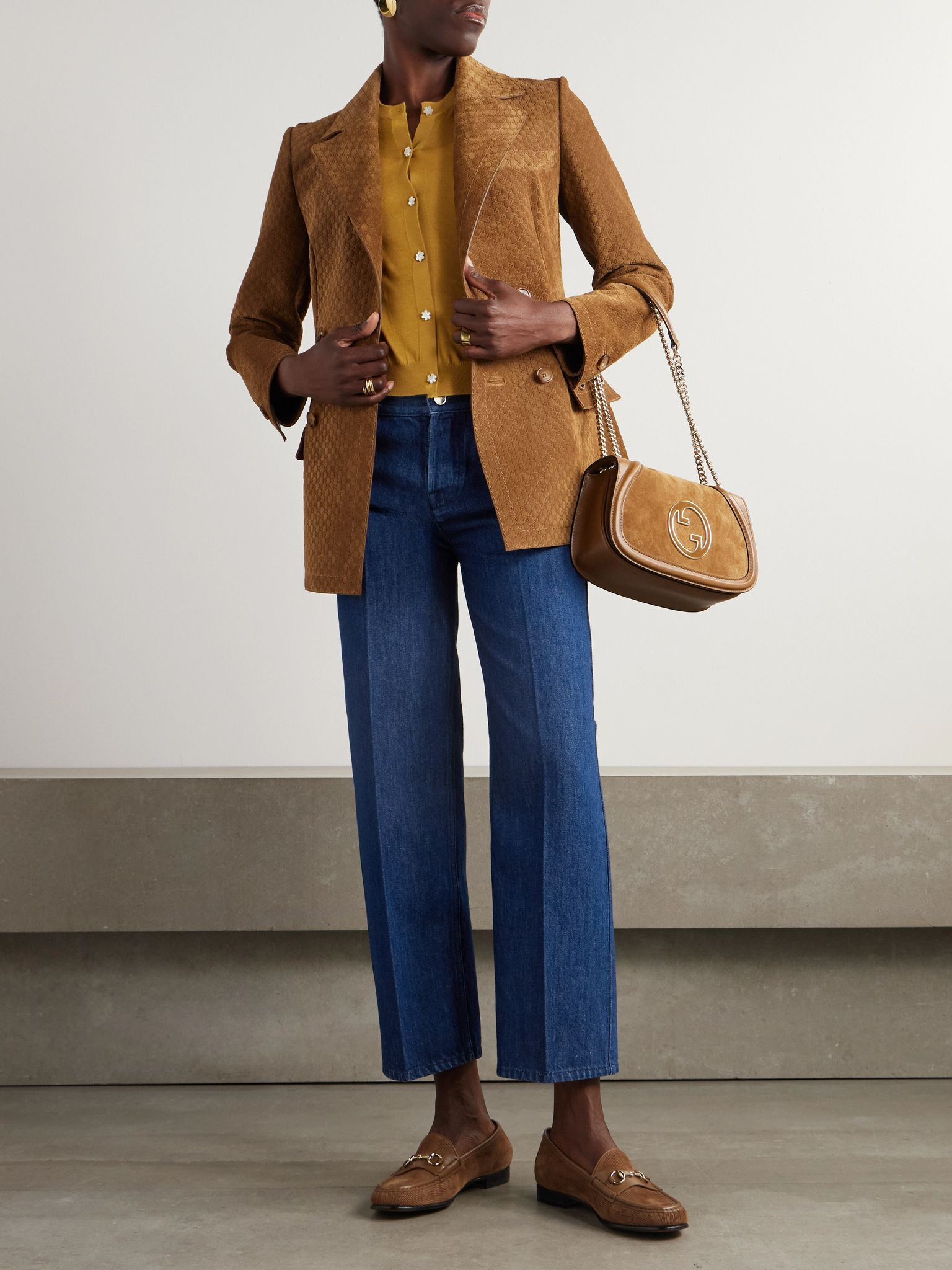 Cropped mid-rise straight-leg jeans Royal blue - 2