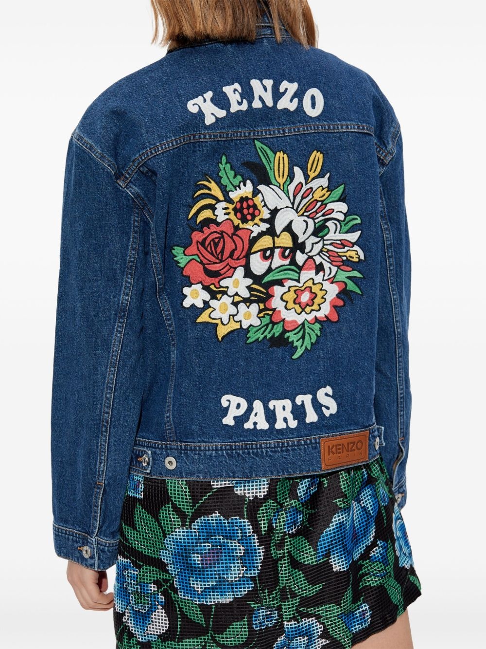 logo-embroidered denim jacket - 4