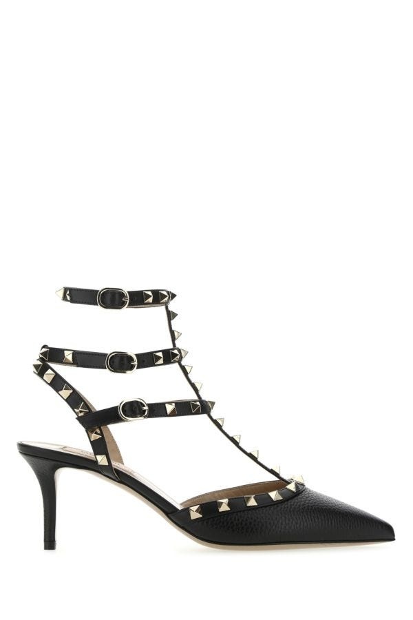 Black leather Rockstud pumps - 1