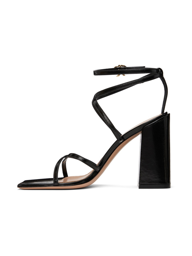 Black Leather Heeled Sandals 3