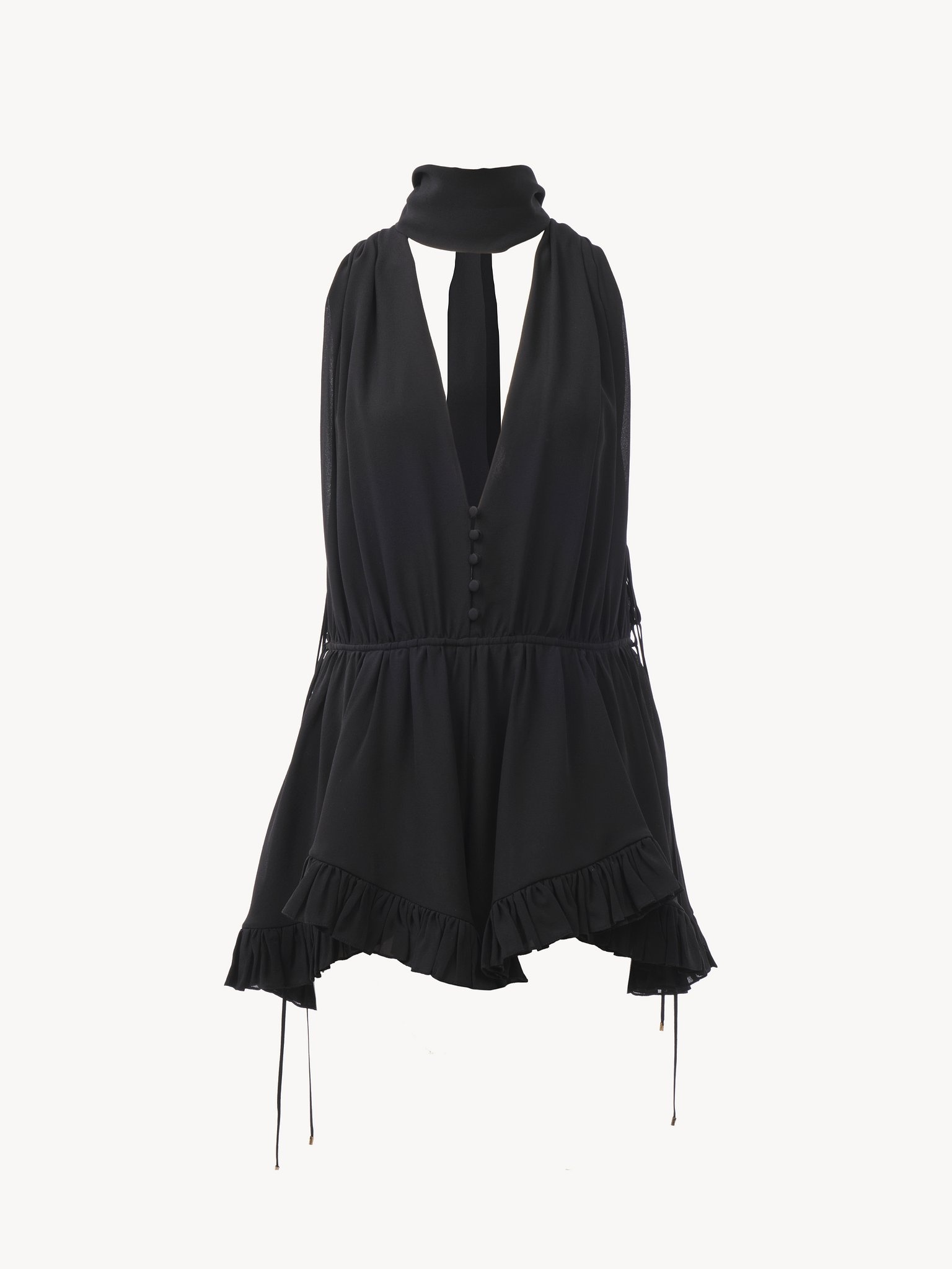 V-NECK JUMPSUIT IN SILK GEORGETTE - 2