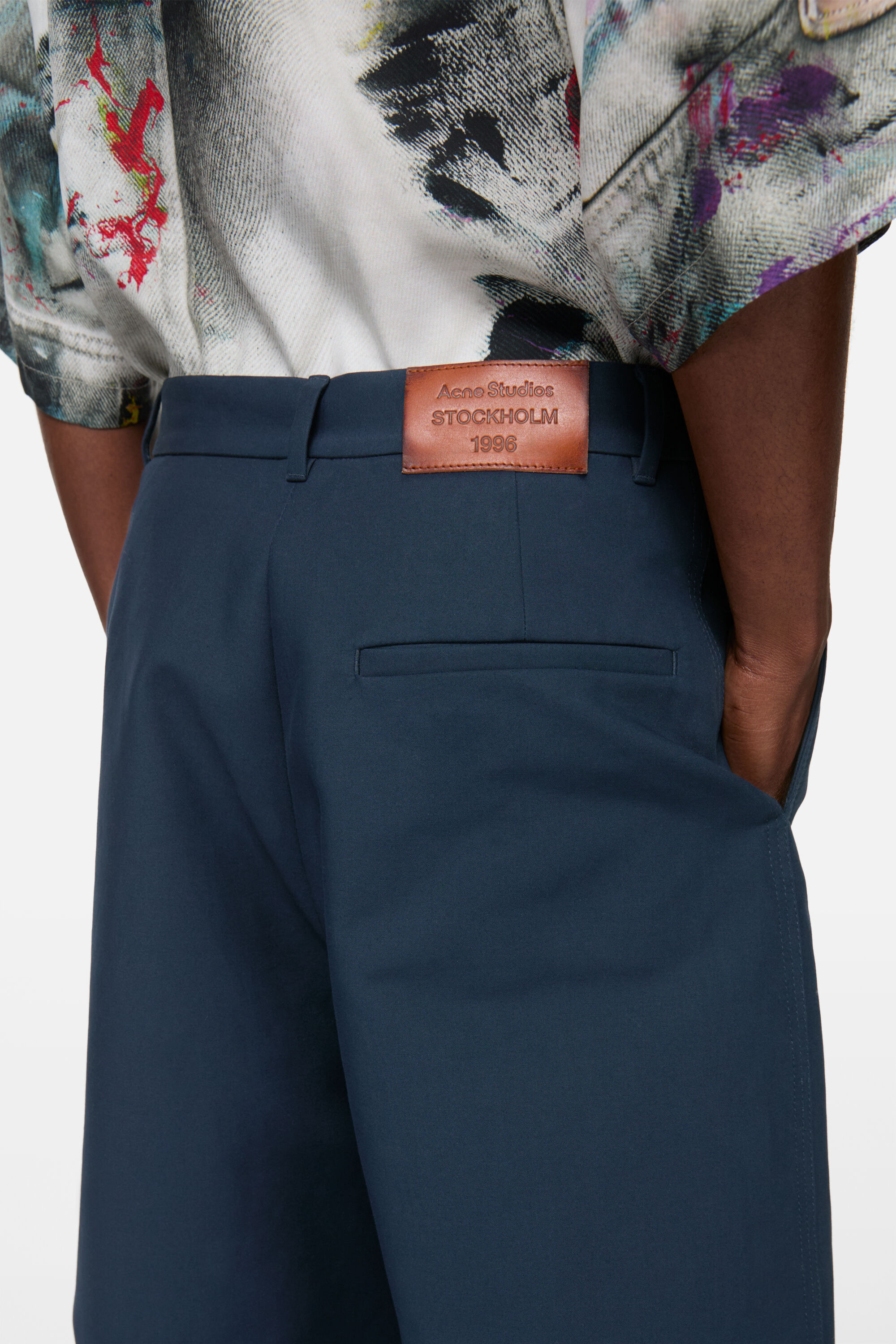 Satin trousers - Navy blue - 4