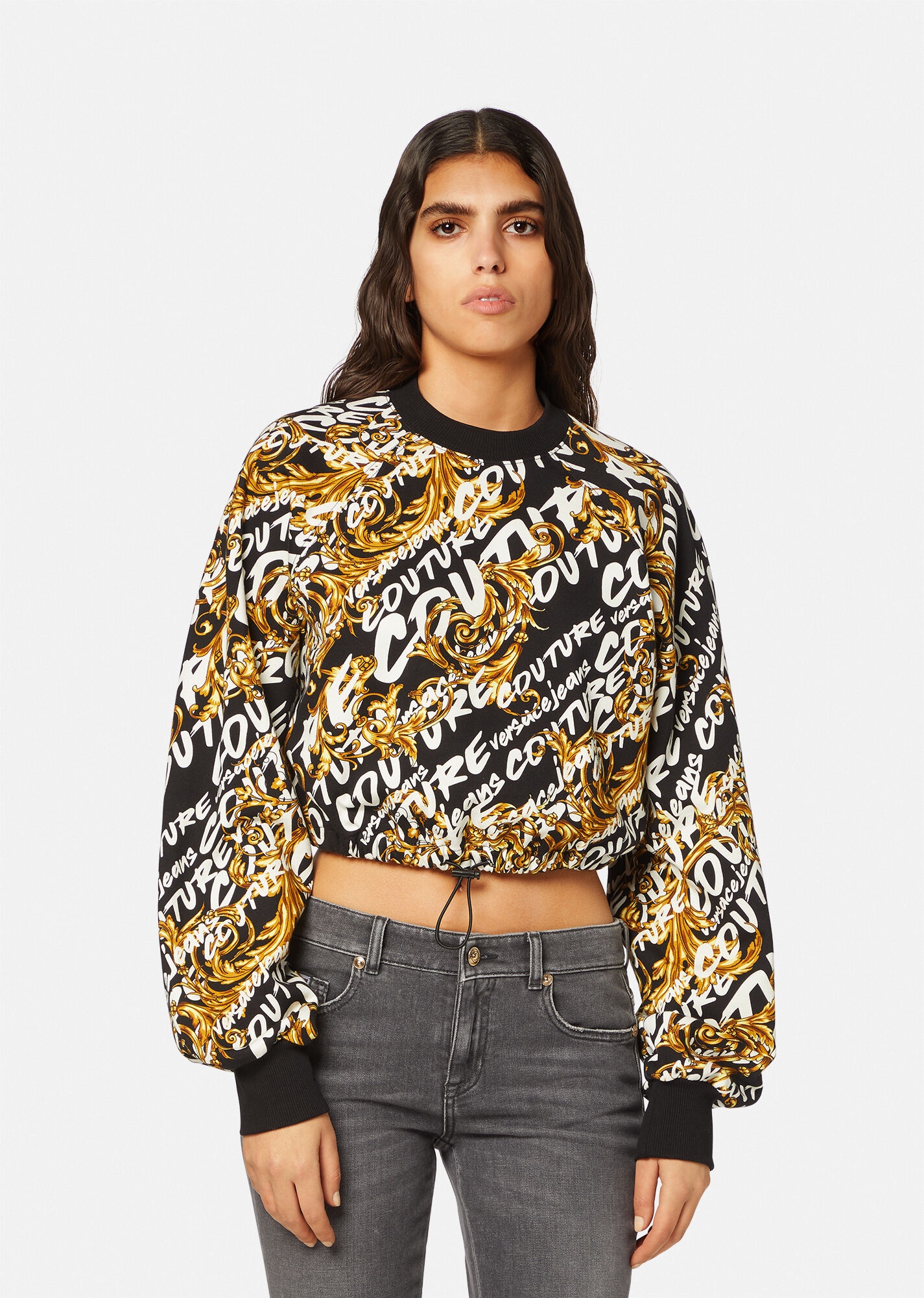 Logo Brush Couture Crop Sweatshirt - 3