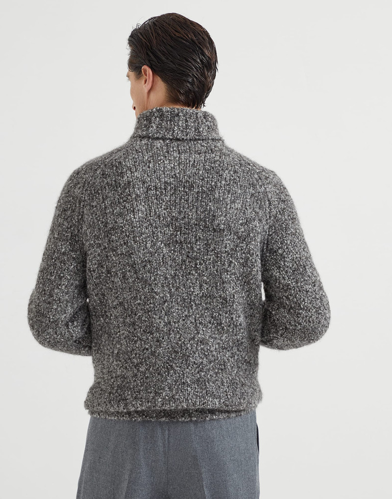 Brunello Cucinelli Flecked alpaca, virgin wool and cashmere turtleneck sweater with raglan sleeves outlook