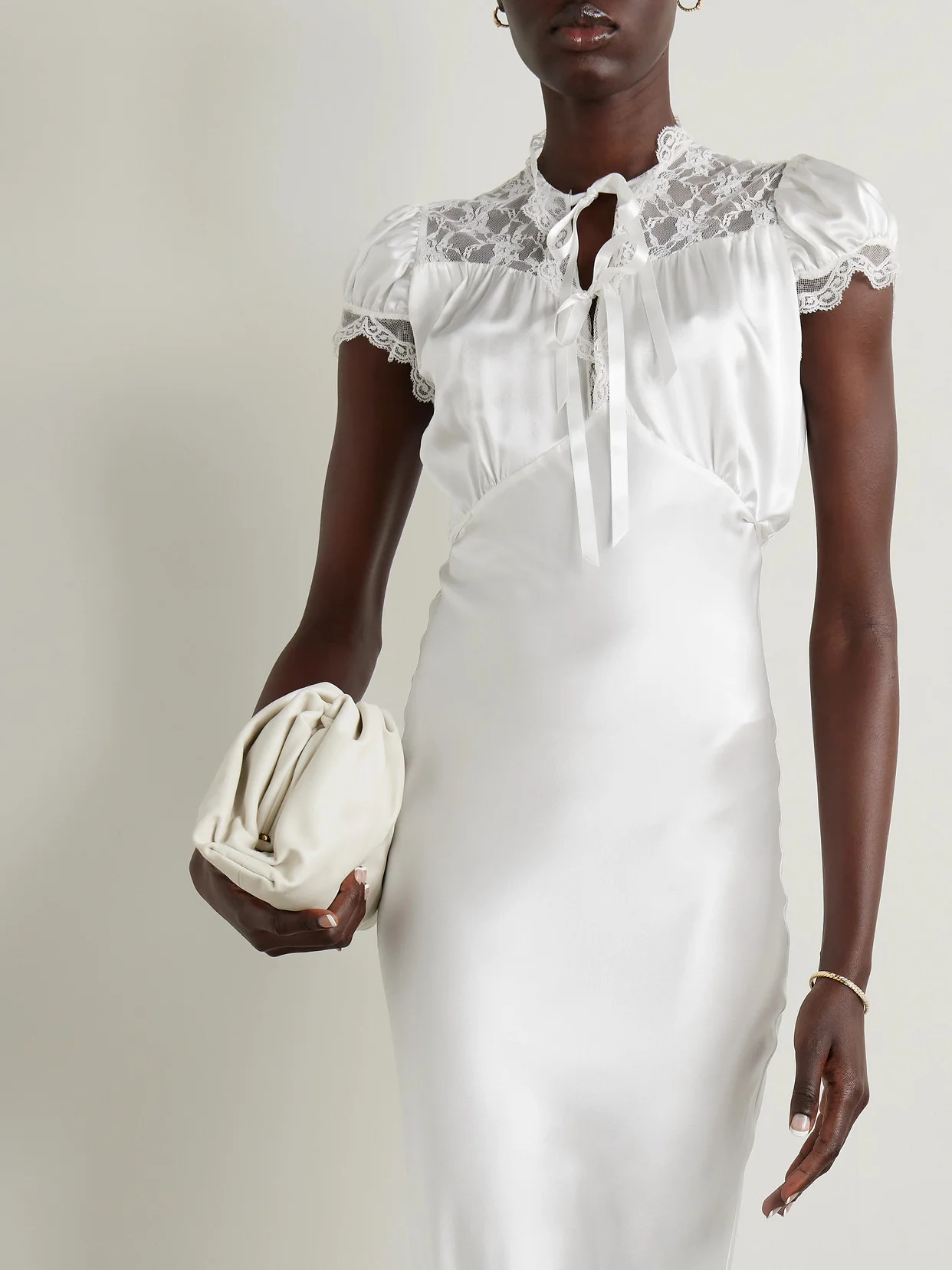 rodarte lace trimmed silk satin dress Rodarte Silk satin maxi dress Rodarte