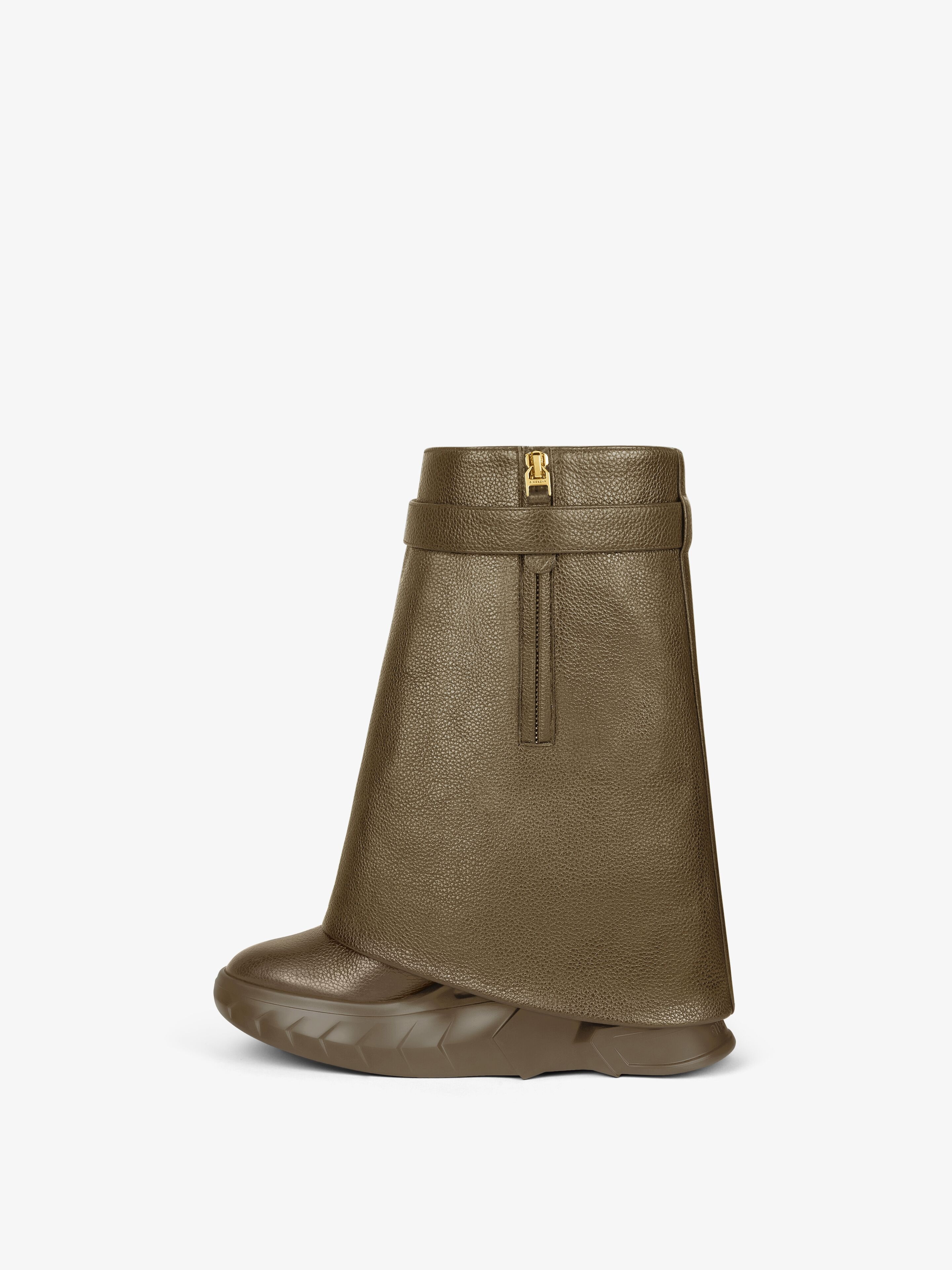 SHARK LOCK BIKER ANKLE BOOTS IN GRAINED LEATHER - 4