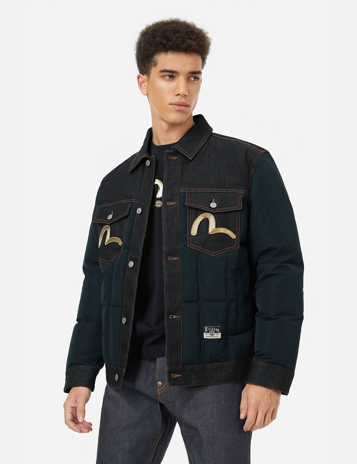 Seagull Metallic Embroidery Regular Fit Down Jacket - 5